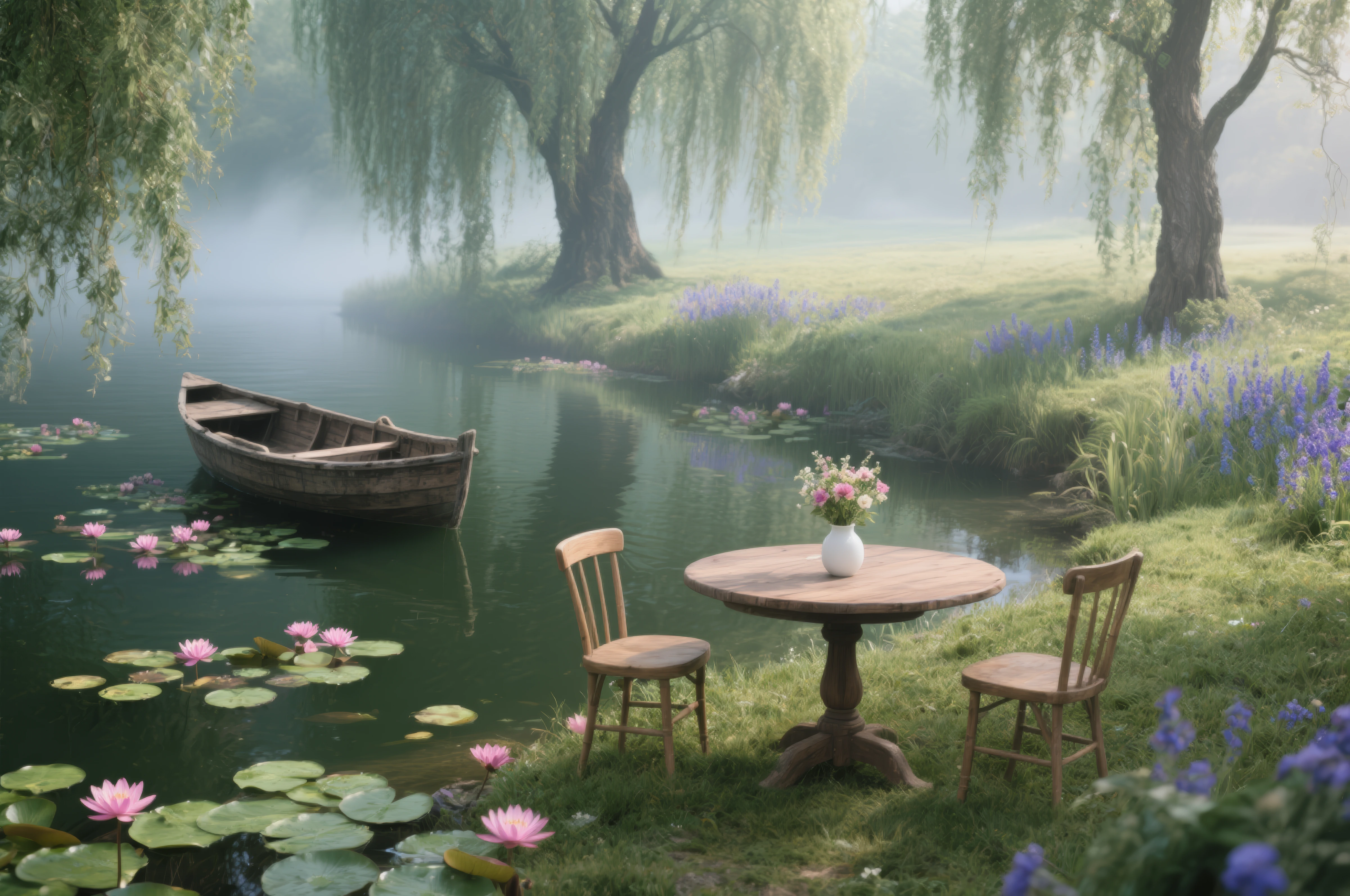 Majestic River Forest Scene