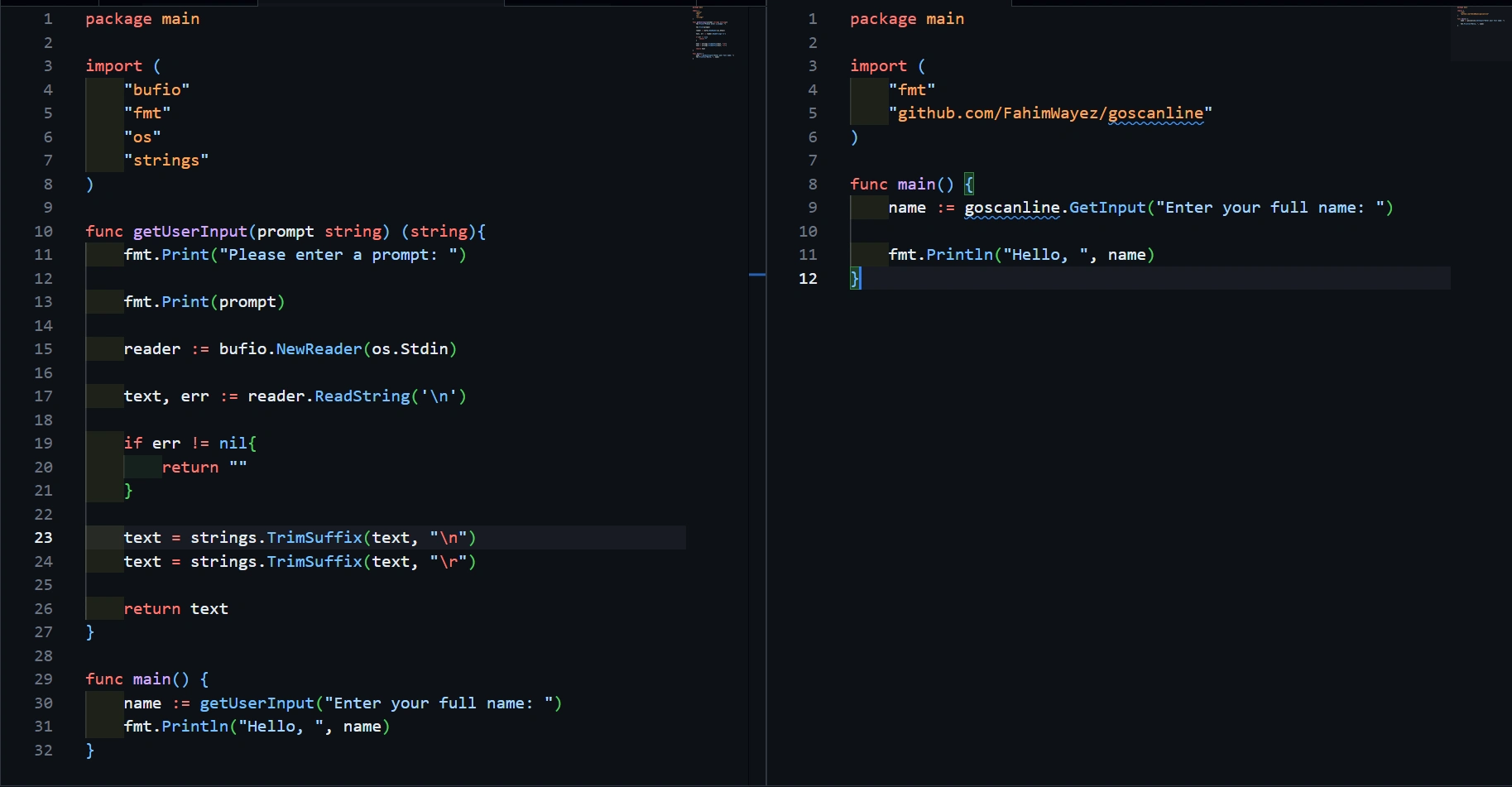 Before (left) and after (right) comparison