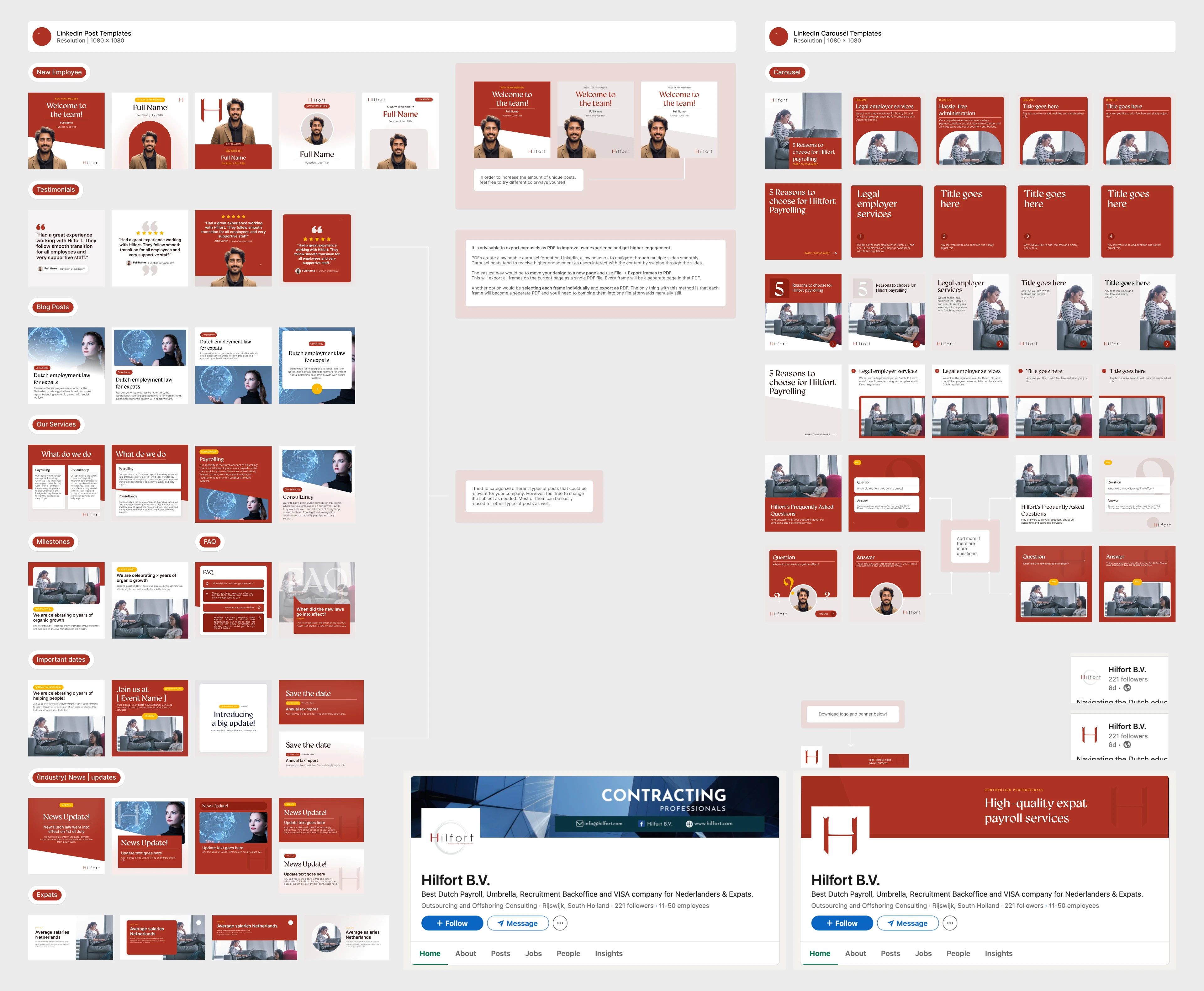 LinkedIn templates incl. instructions