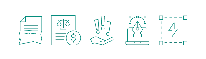 Some of the icons created for the redesigned website.