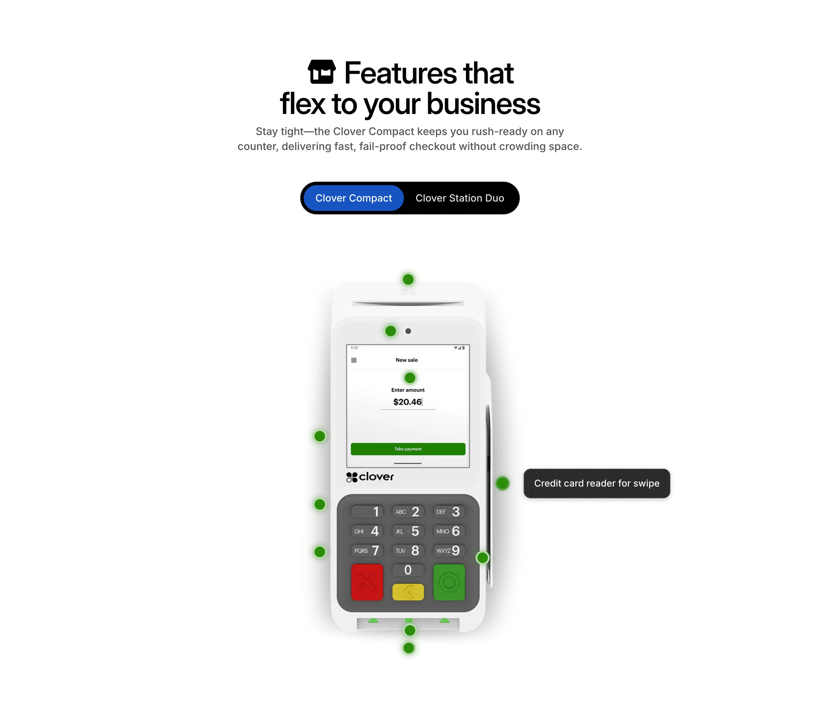 Small Business' Page - Point-of-Sale Interactive Section