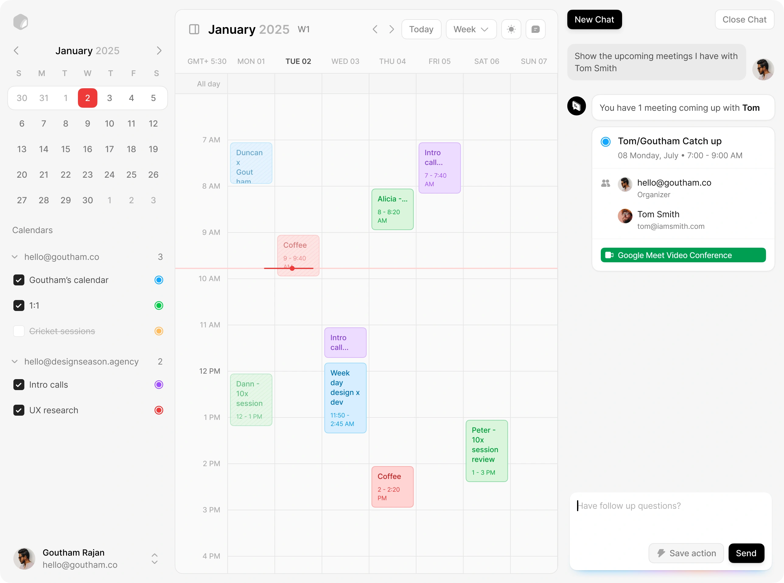 Context aware chat result view