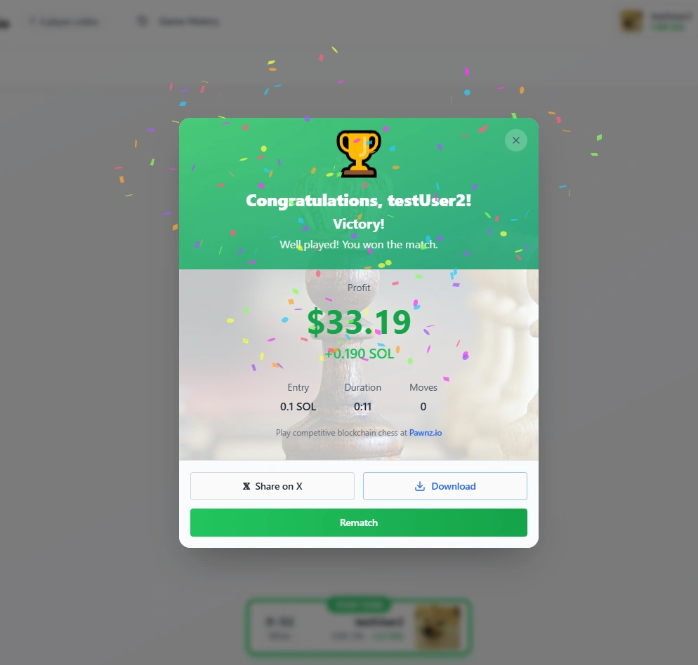 Winning Modal with animation