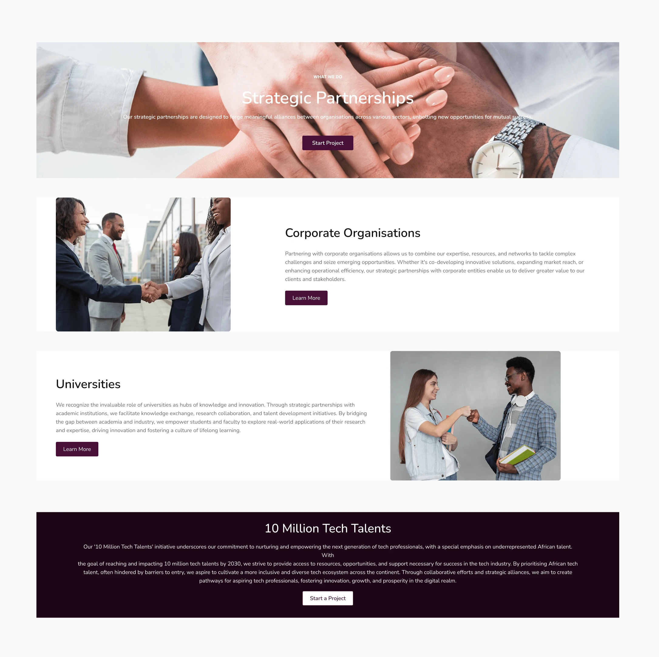Partners and investors: Interested in collaborating with Tobams Group.
