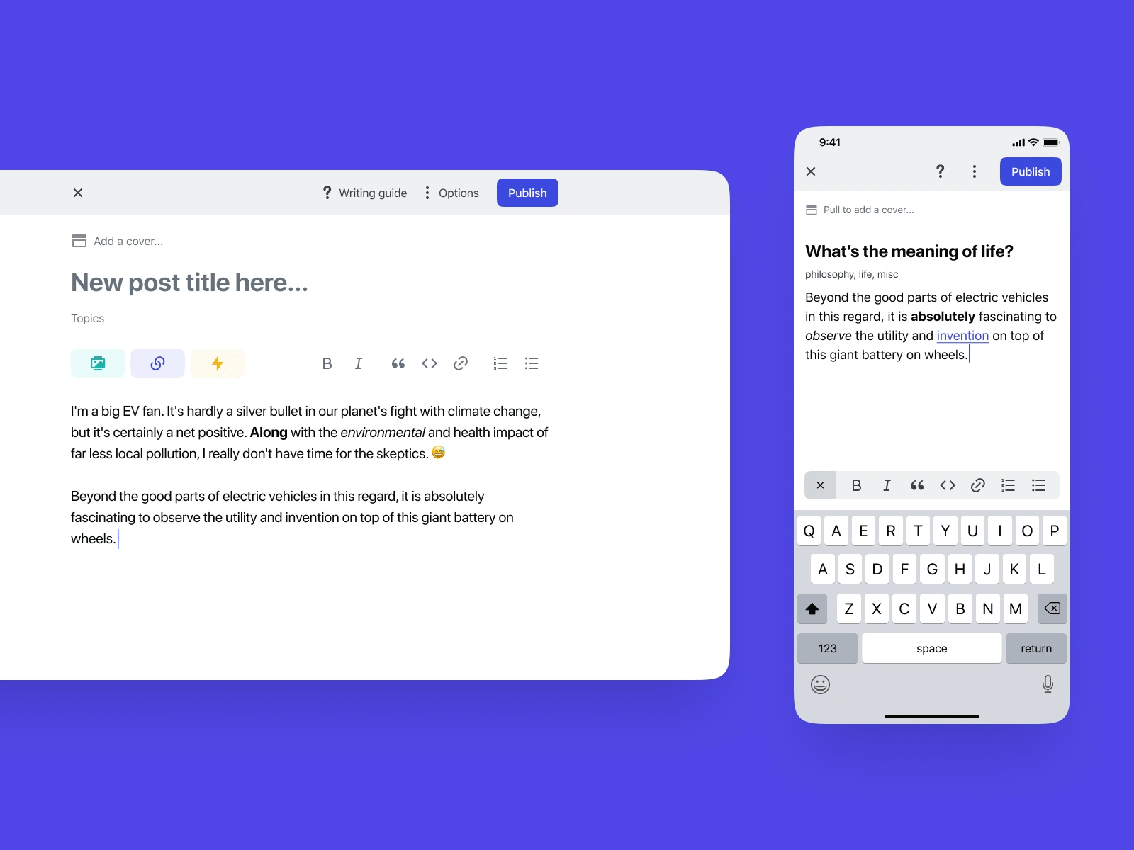 Simple & accessible text editor combining WYSIWYG and Markdown. Accessibilty was an important component for this editor. 