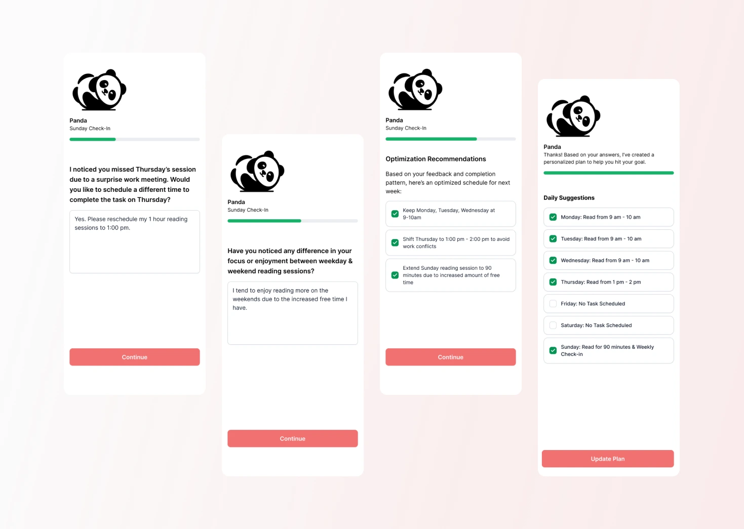 End of Week Check-in Flow