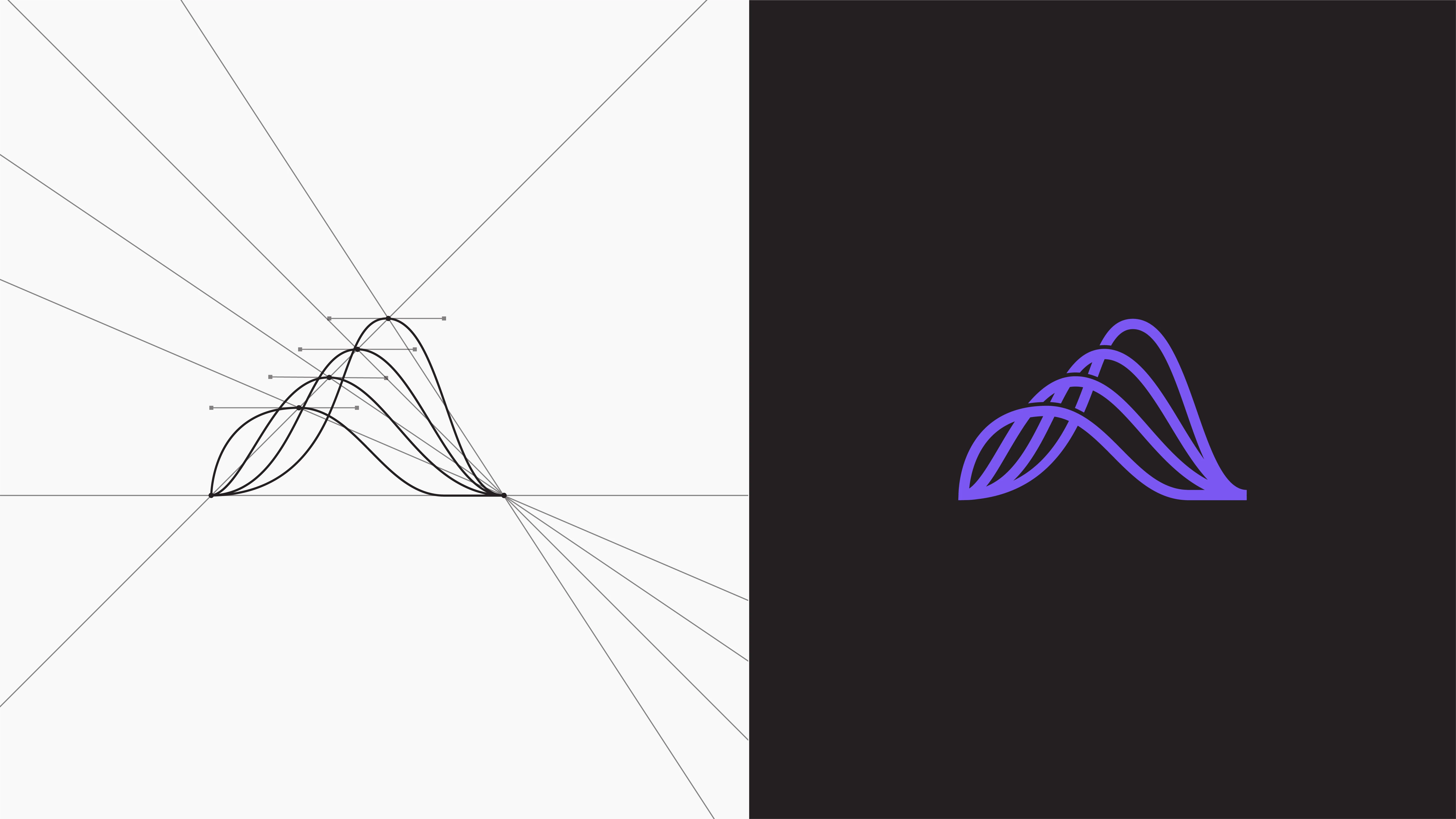Inspired by music's transformative nature, I envisioned a logo that visually represents this journey. The logo features four curved lines, progressively ascending in height. These lines symbolize music's dynamic nature and its ability to uplift and transcend boundaries.