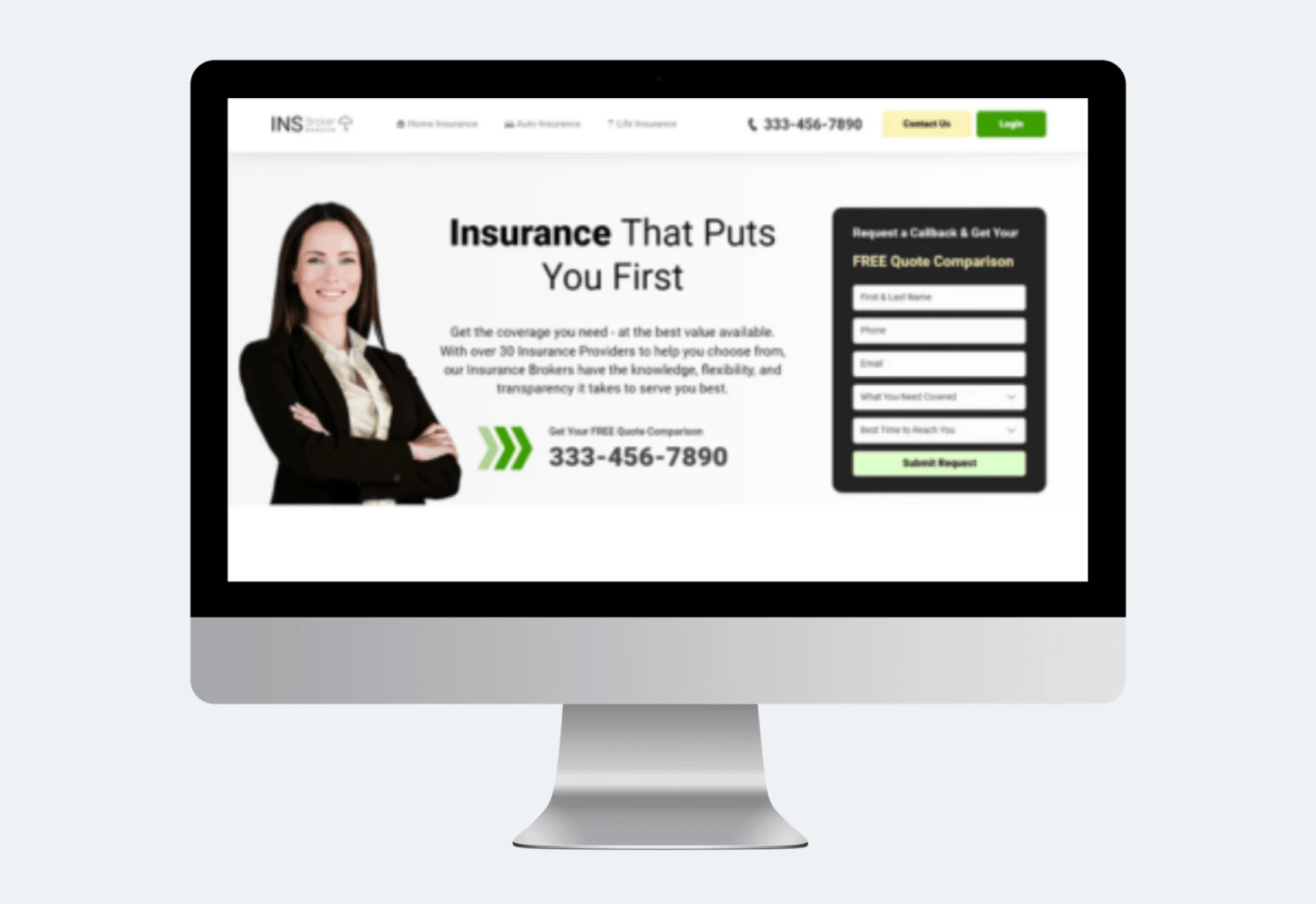 Hero Section of Insurance Broker Site