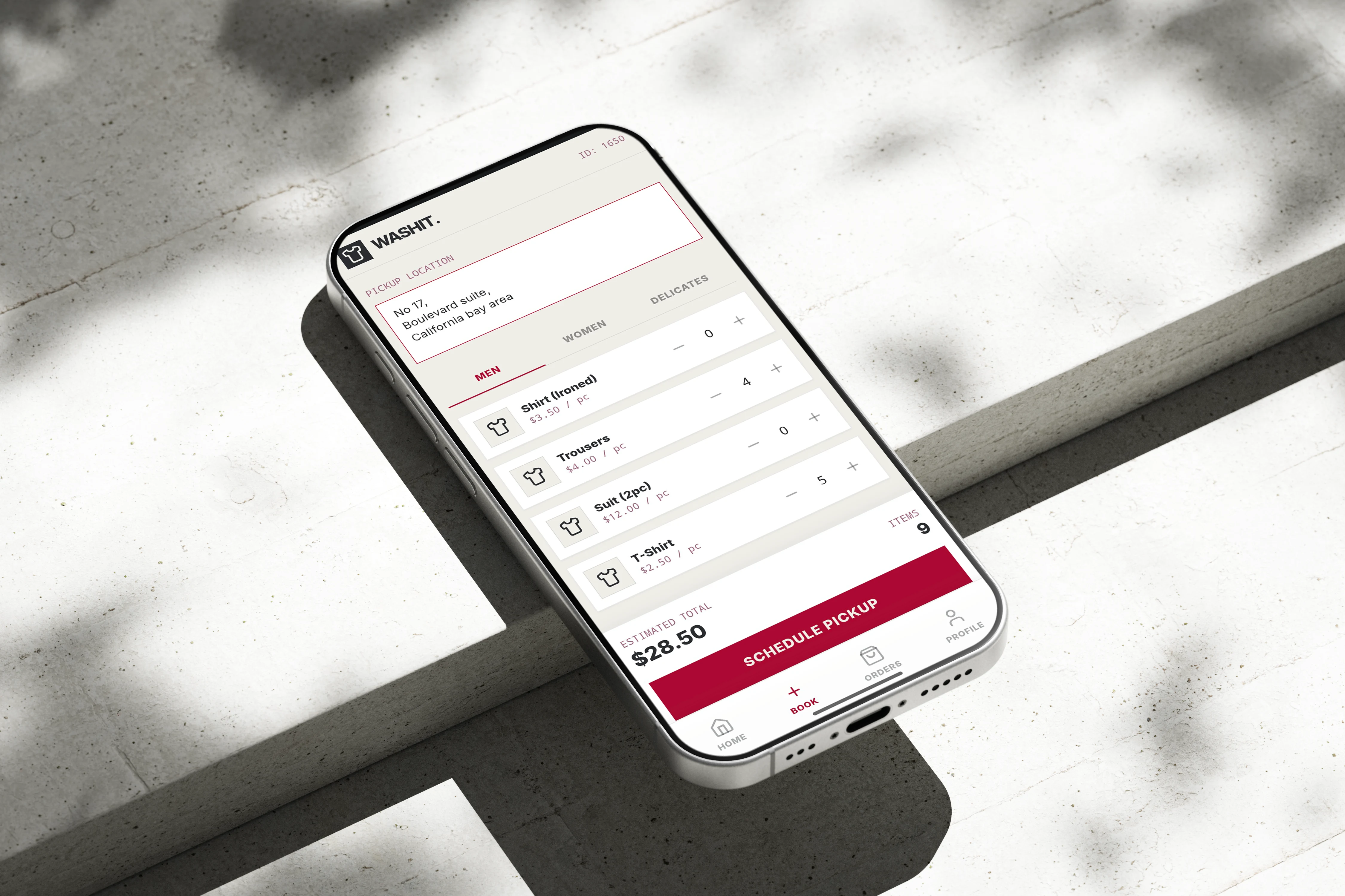 App ordering screens