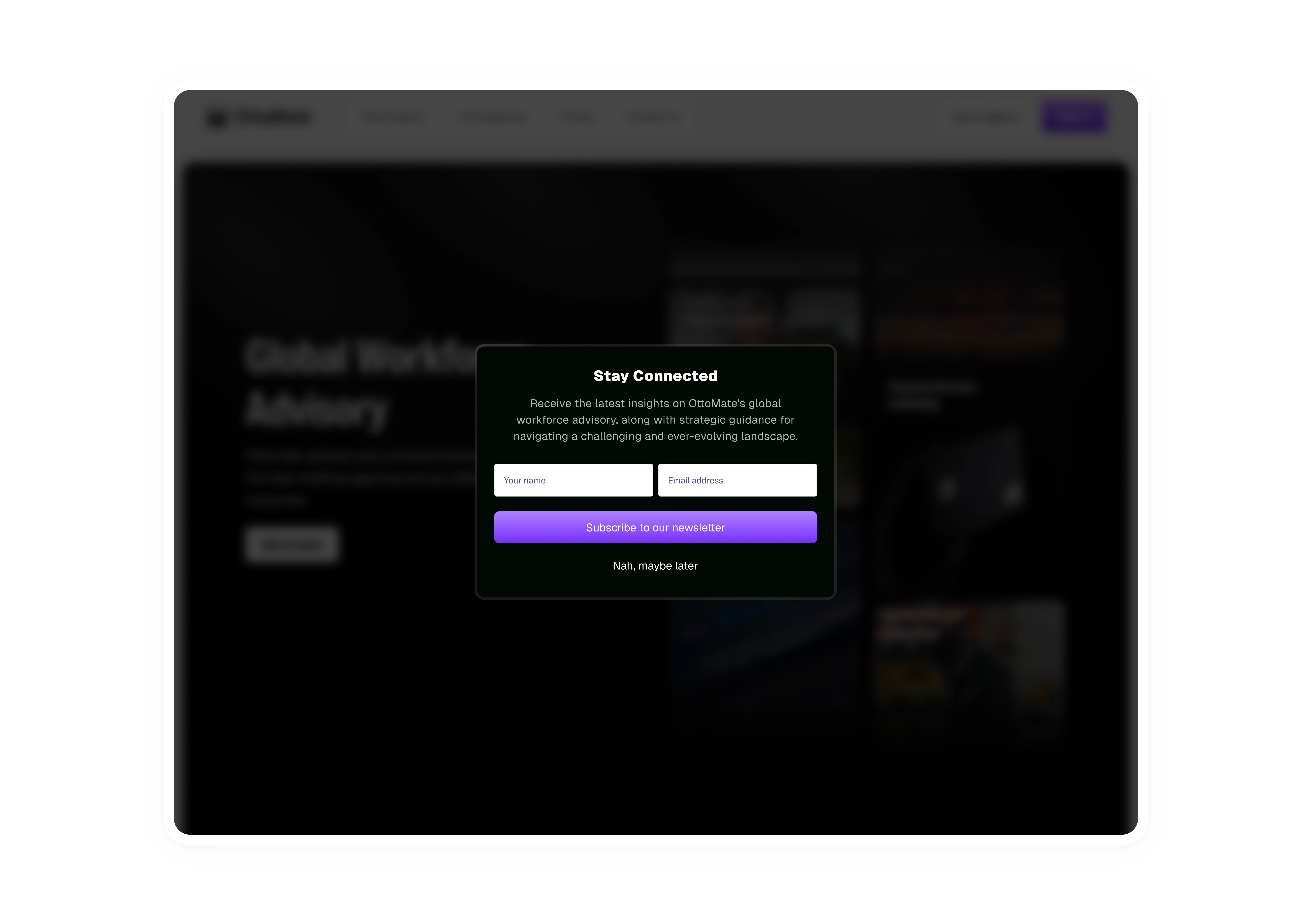 STAY CONNECTED POP - UP MODAL