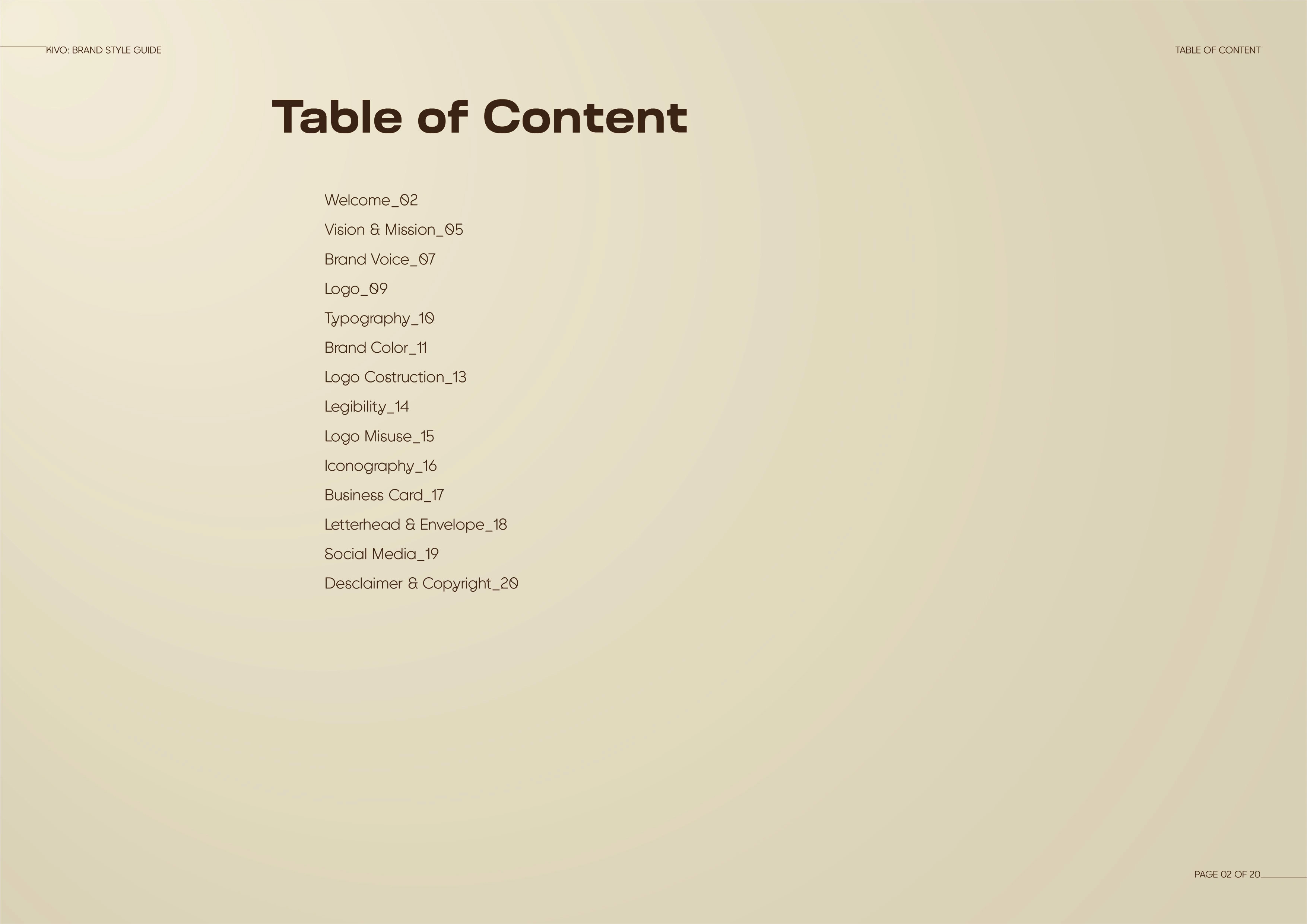 Table of content