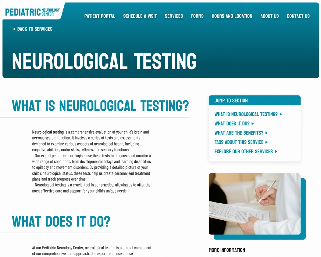 Individual Service Page - Neurological Testing