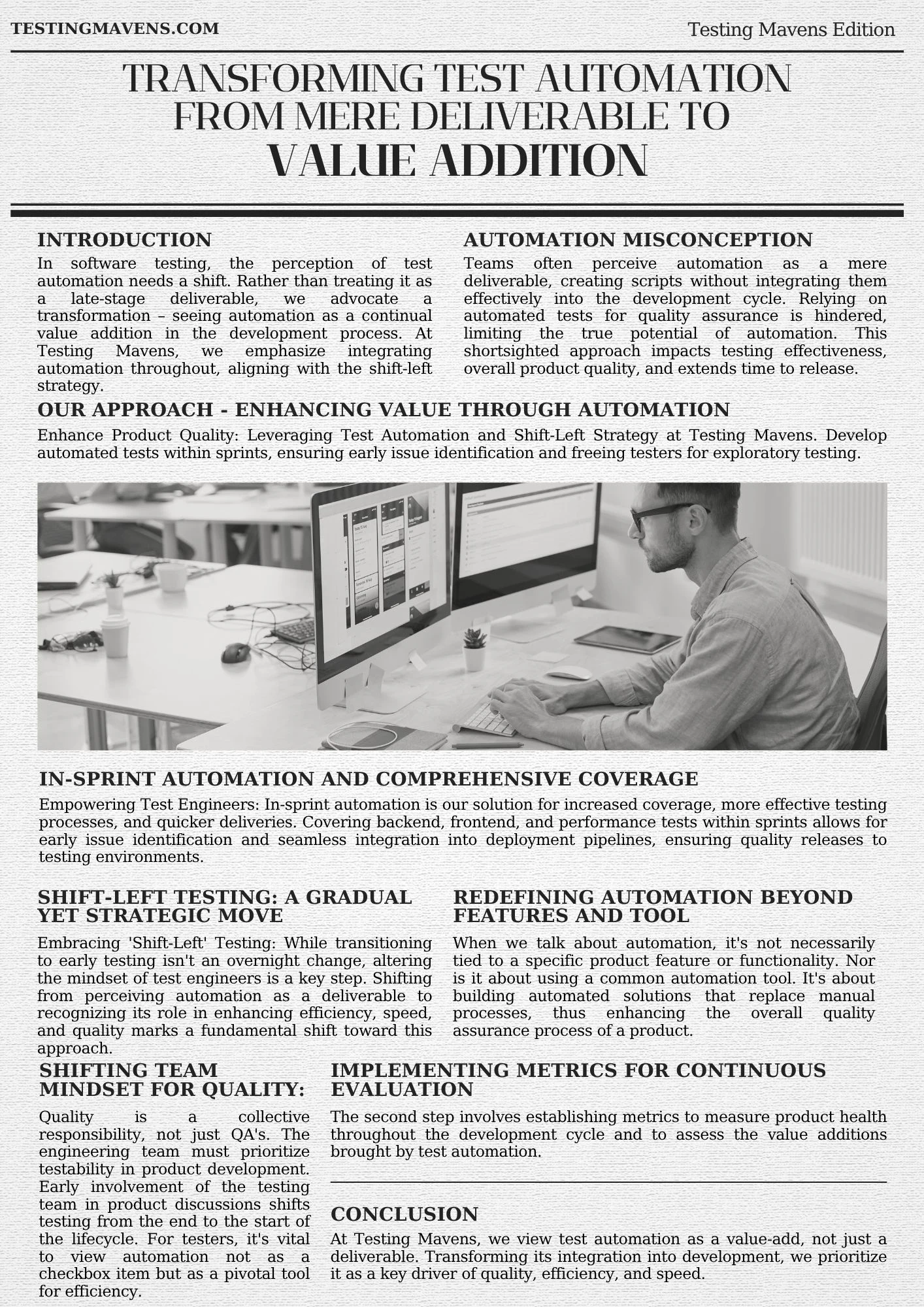 Transforming Test Automation - Testing Mavens Press Release