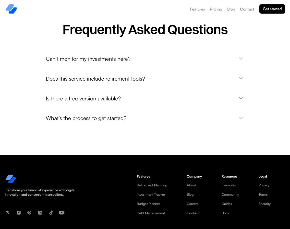 FAQ & Footer