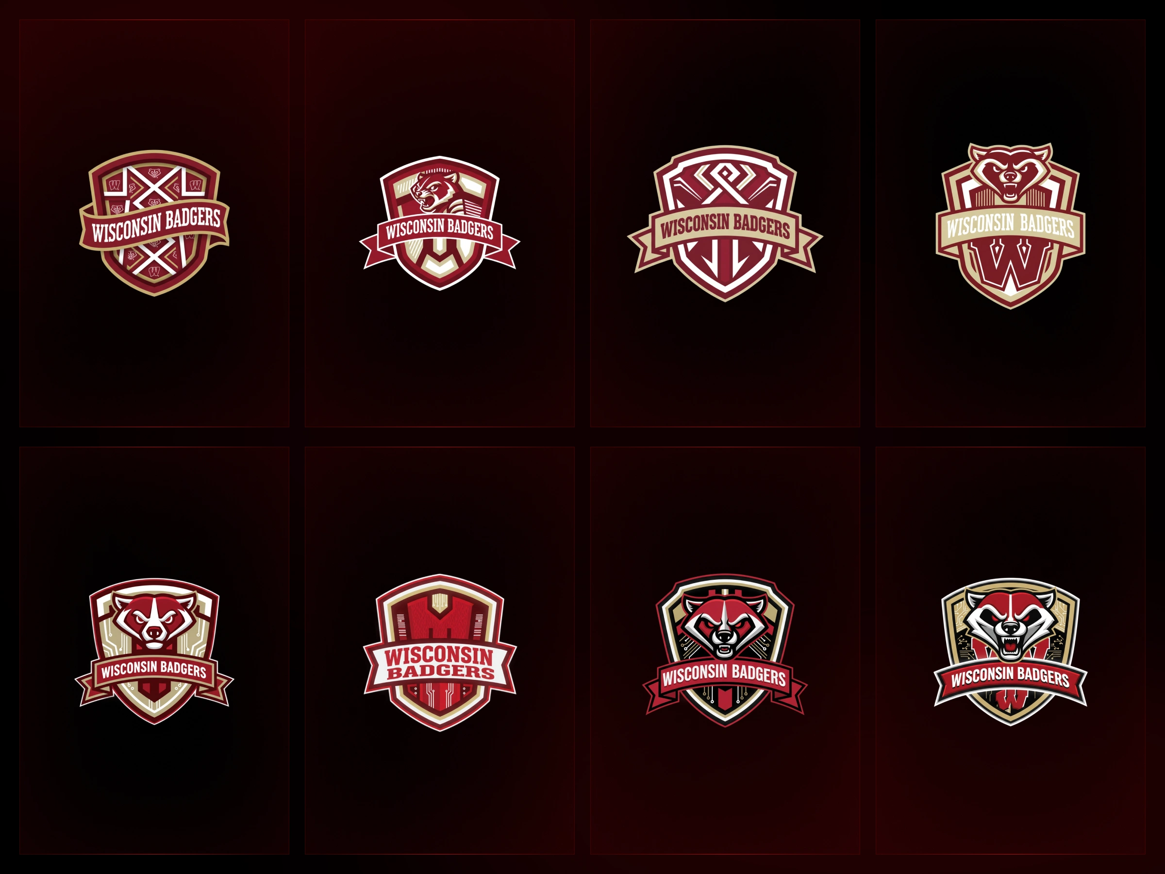 Powerful red-and-white competetion-ready badge styled for esports representation.