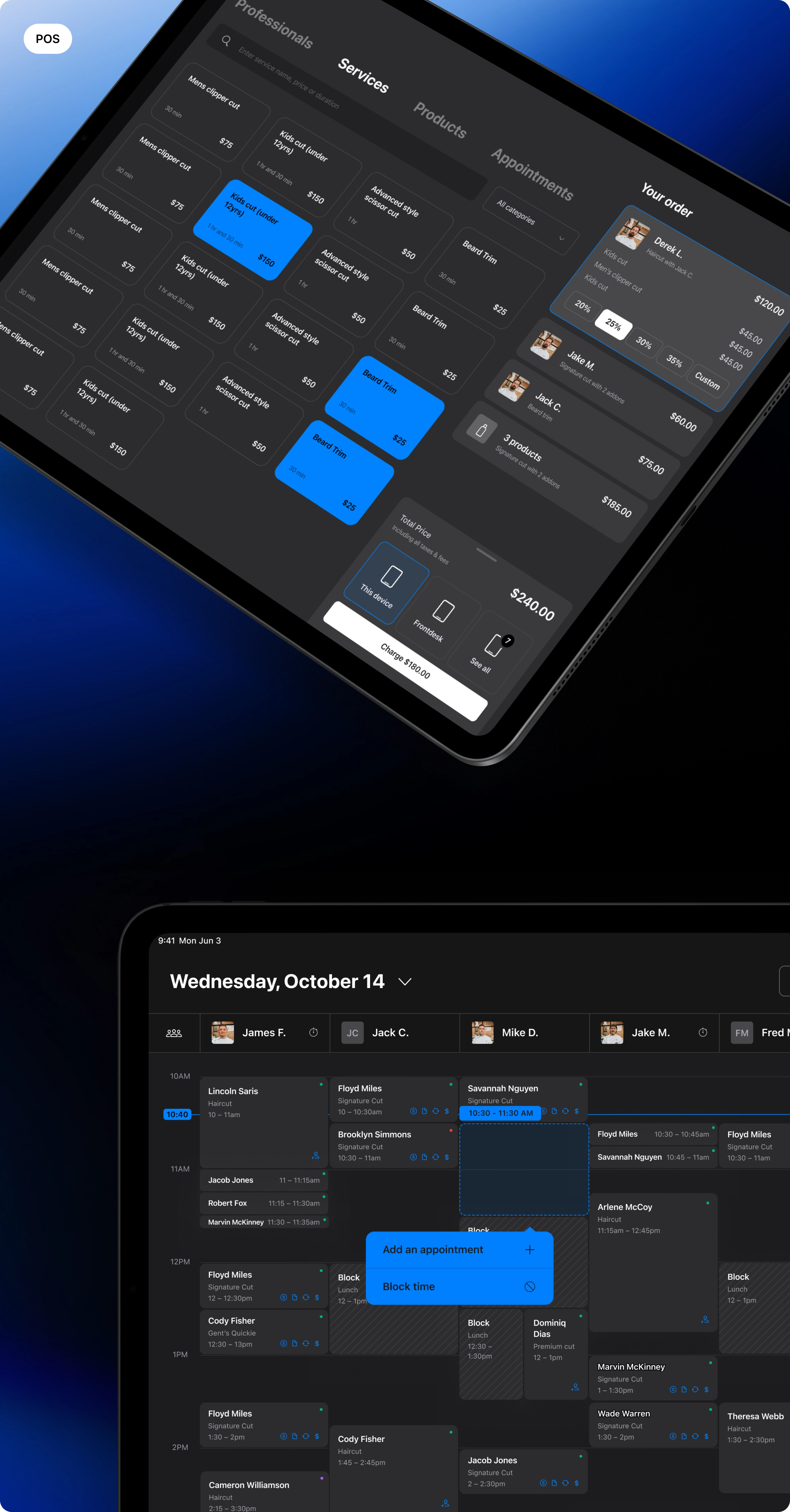 iPad version - calendar and POS