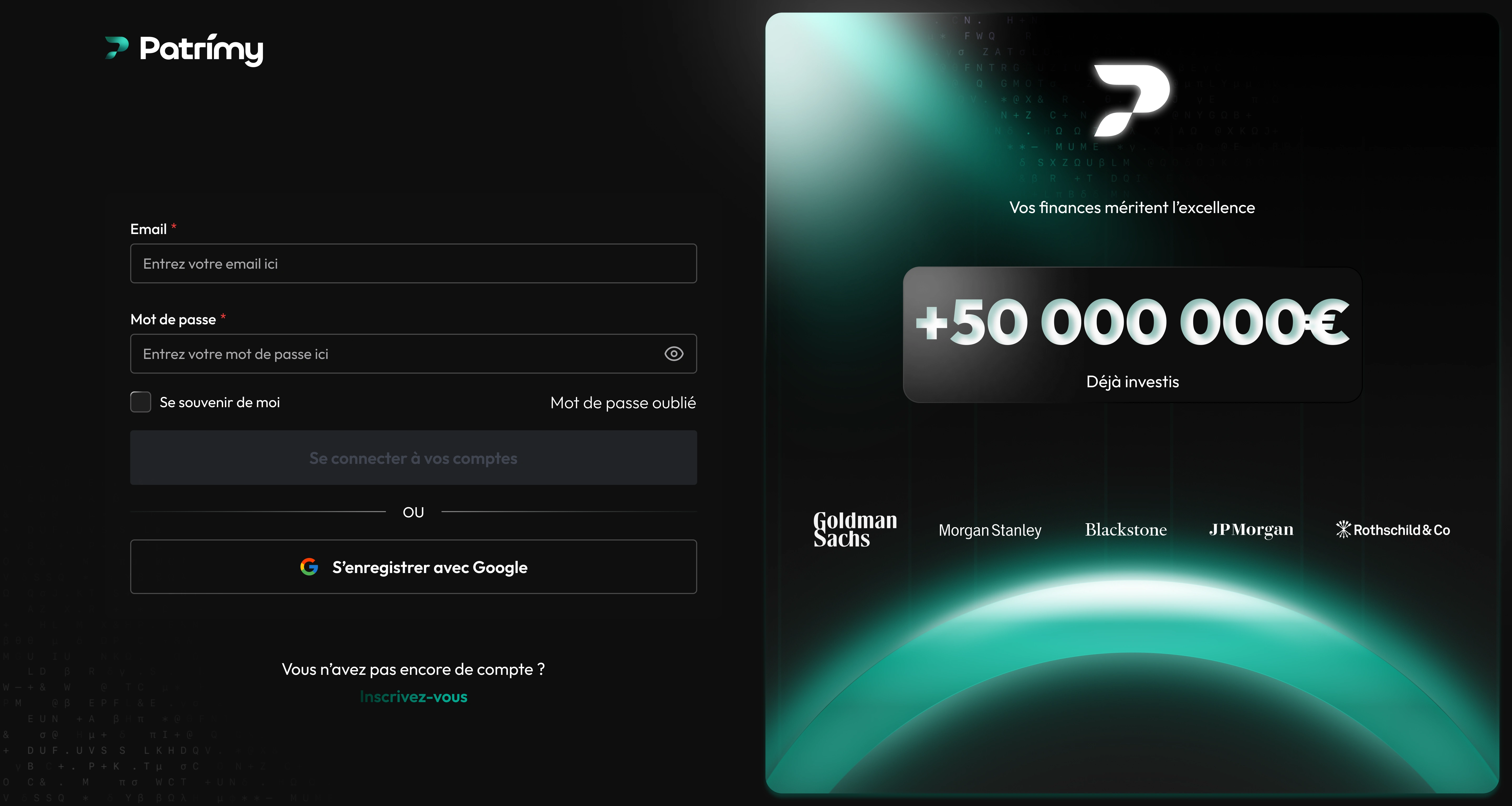 View of Patrimy's logging screen in their dashboard