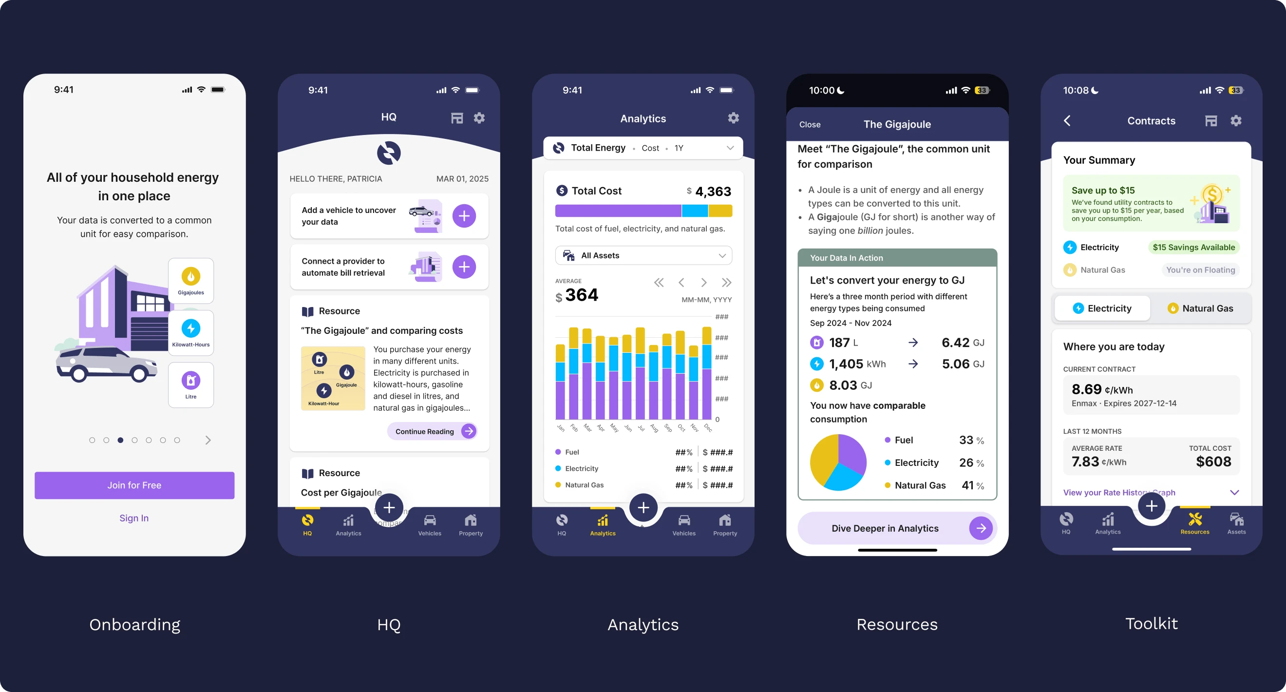 Key screens of the app using the new design system