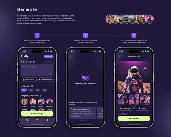 Generate screens.