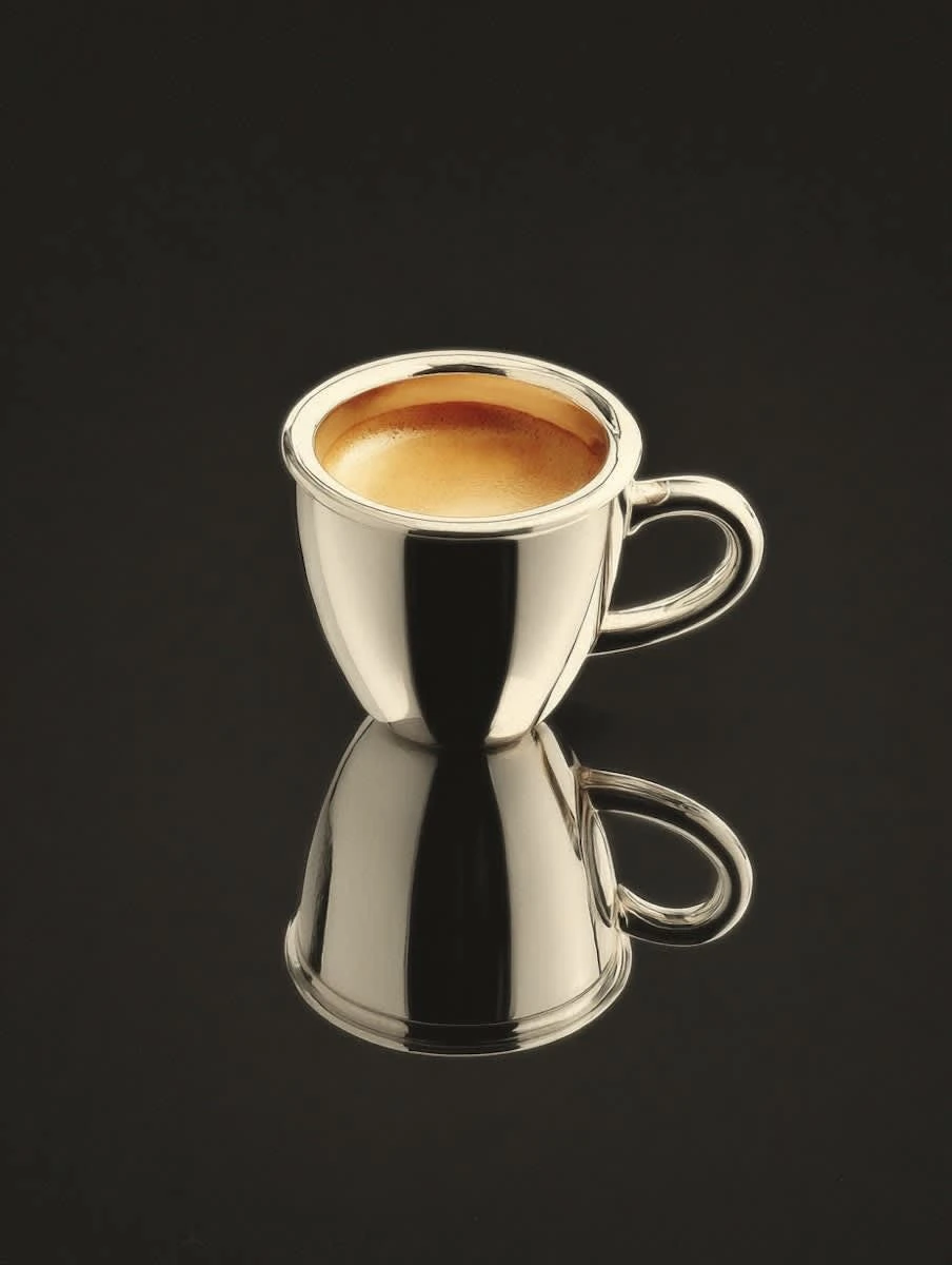 reflective stainless steel espresso cup