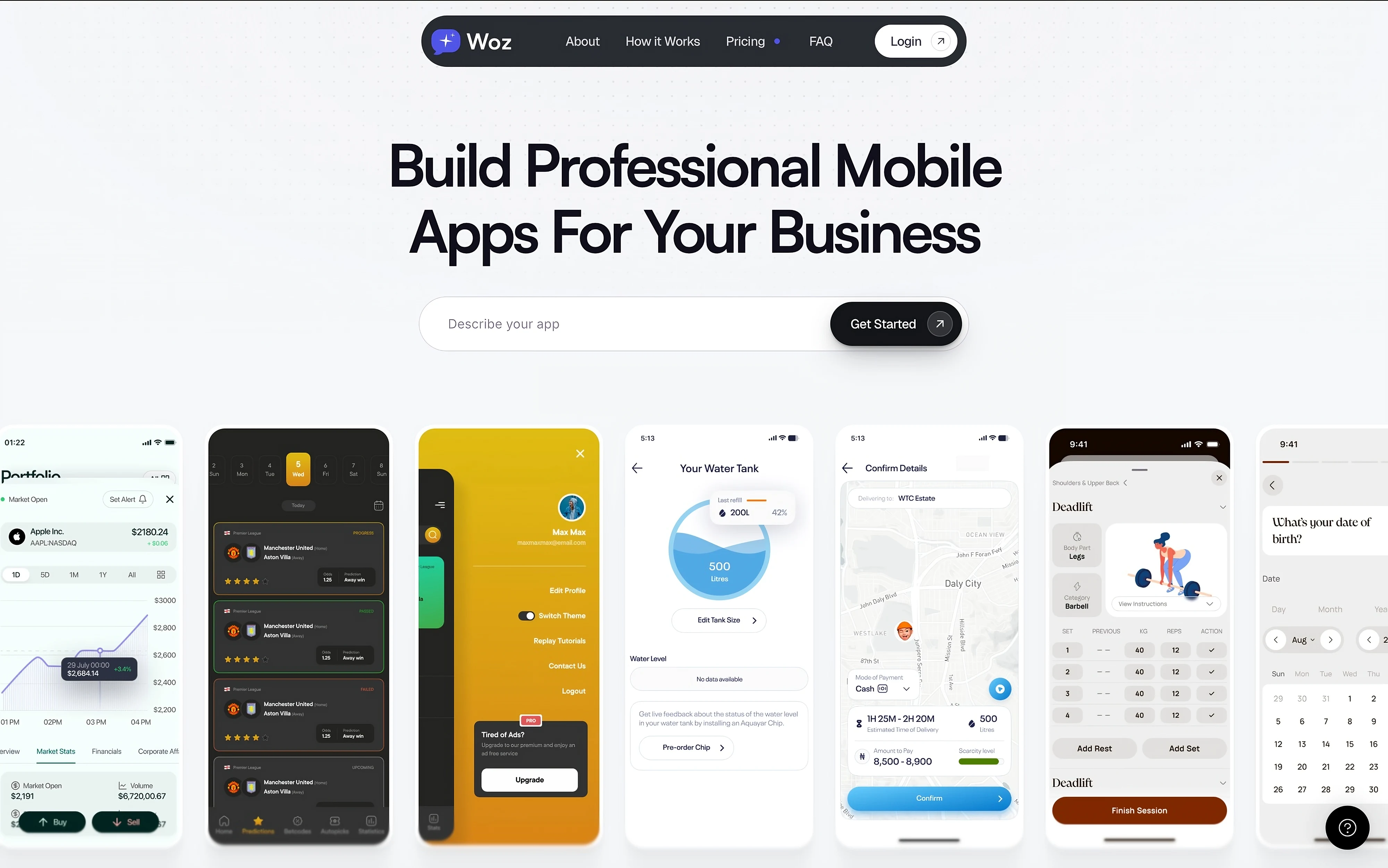 Clean snapshots of how powerful Woz can be in building mobile apps with AI