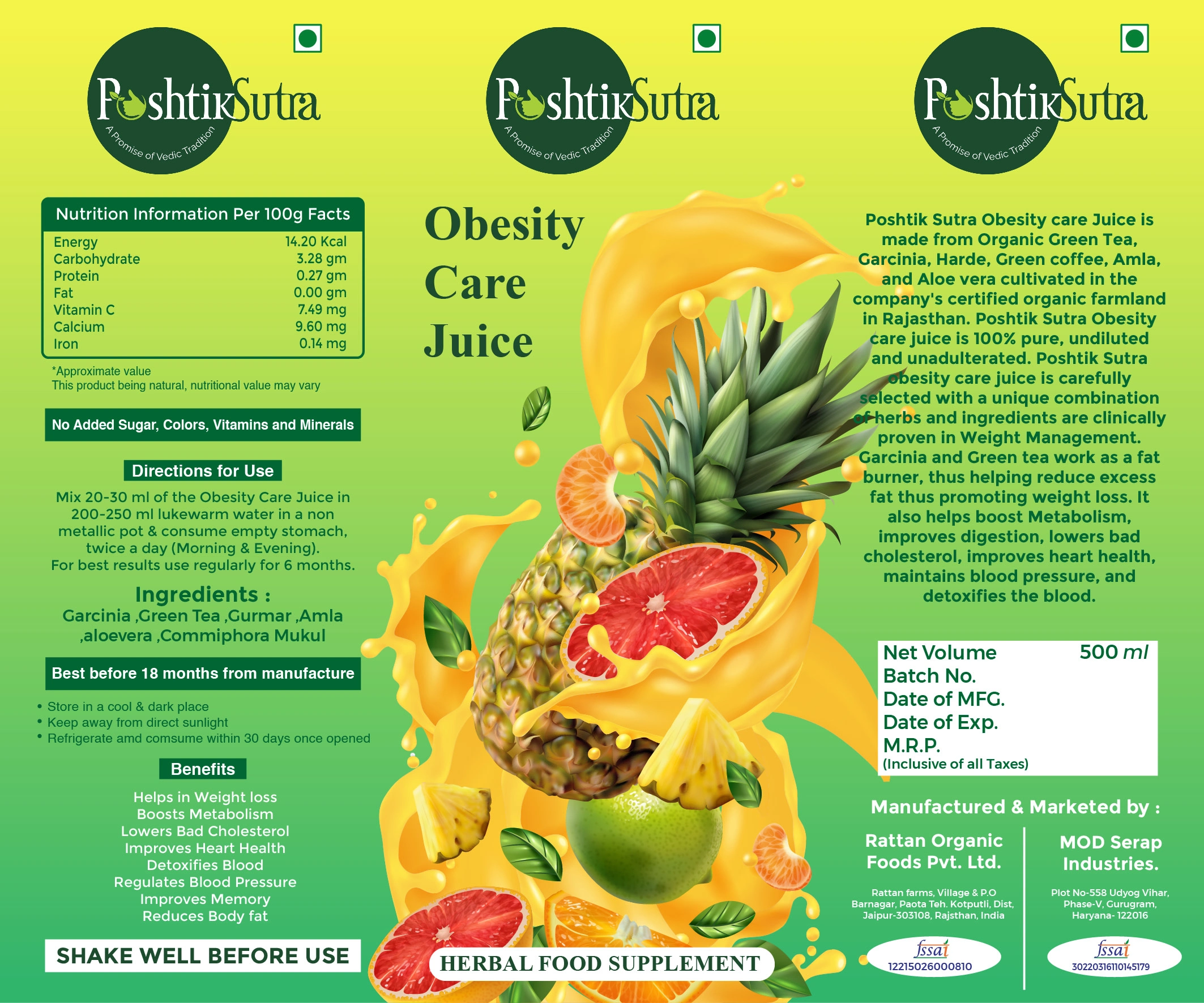 Obesity Care Juice Label Design