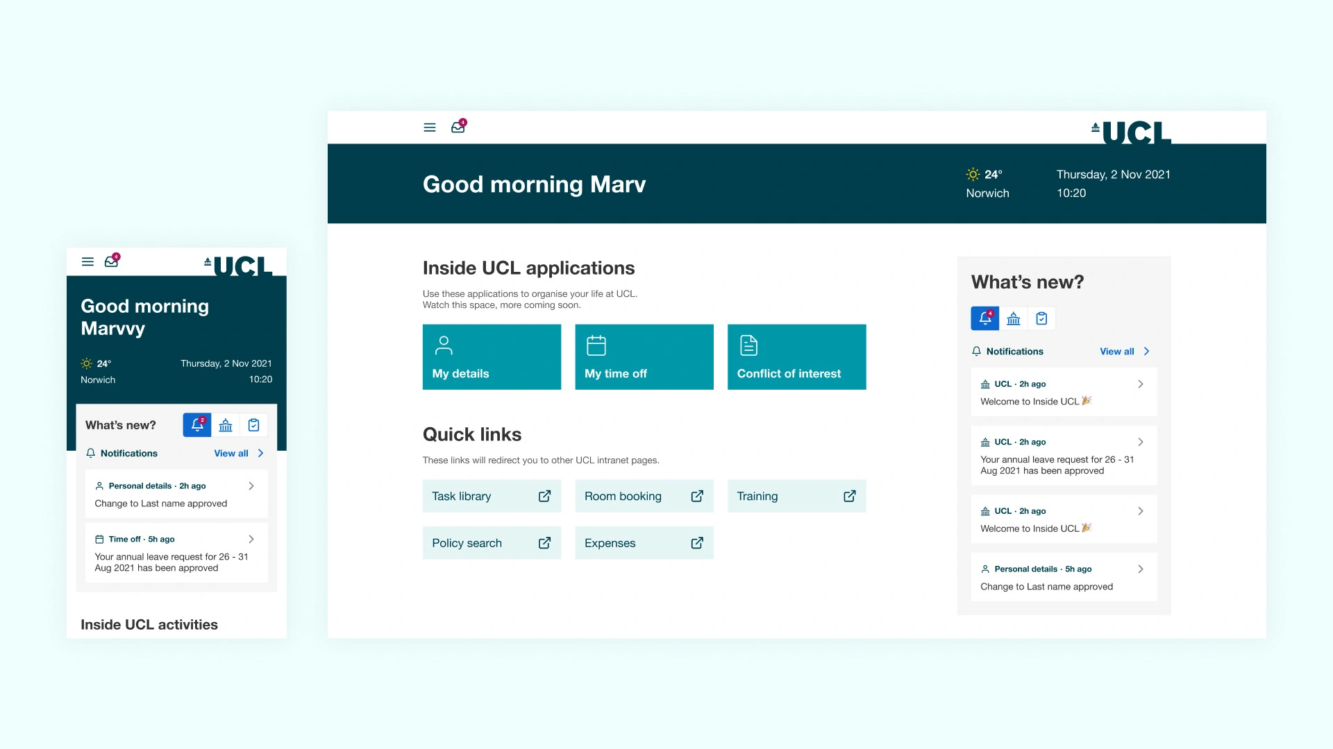 Nice application of 2 (or more) rows on the fly items towards the bottom, surfaced by our fancier experiences, such as leave calculators.