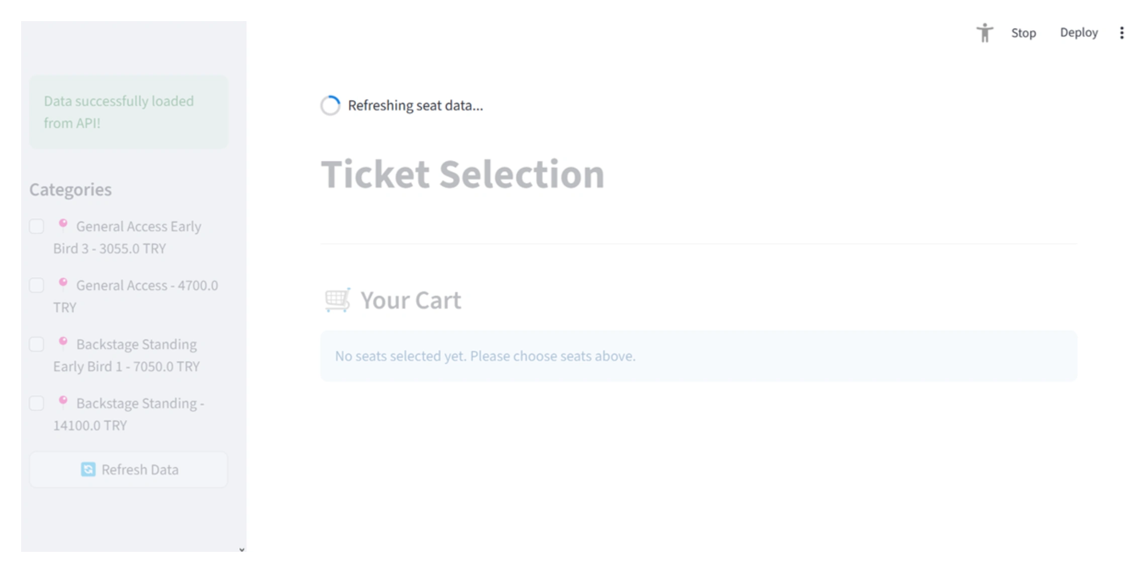 Refreshing Seat Data