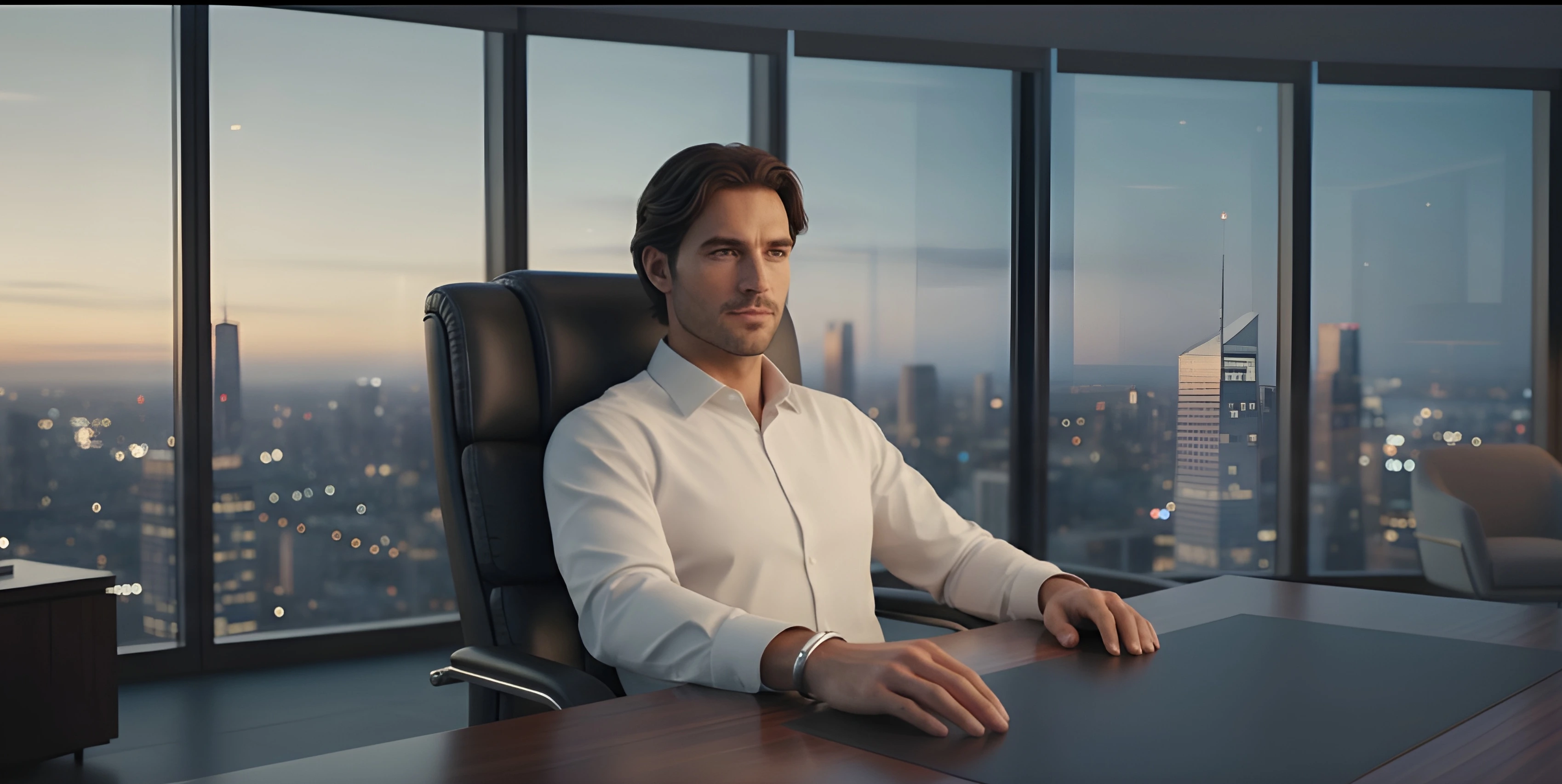 A person (ai model) wearing EMOTRACE bracelet.