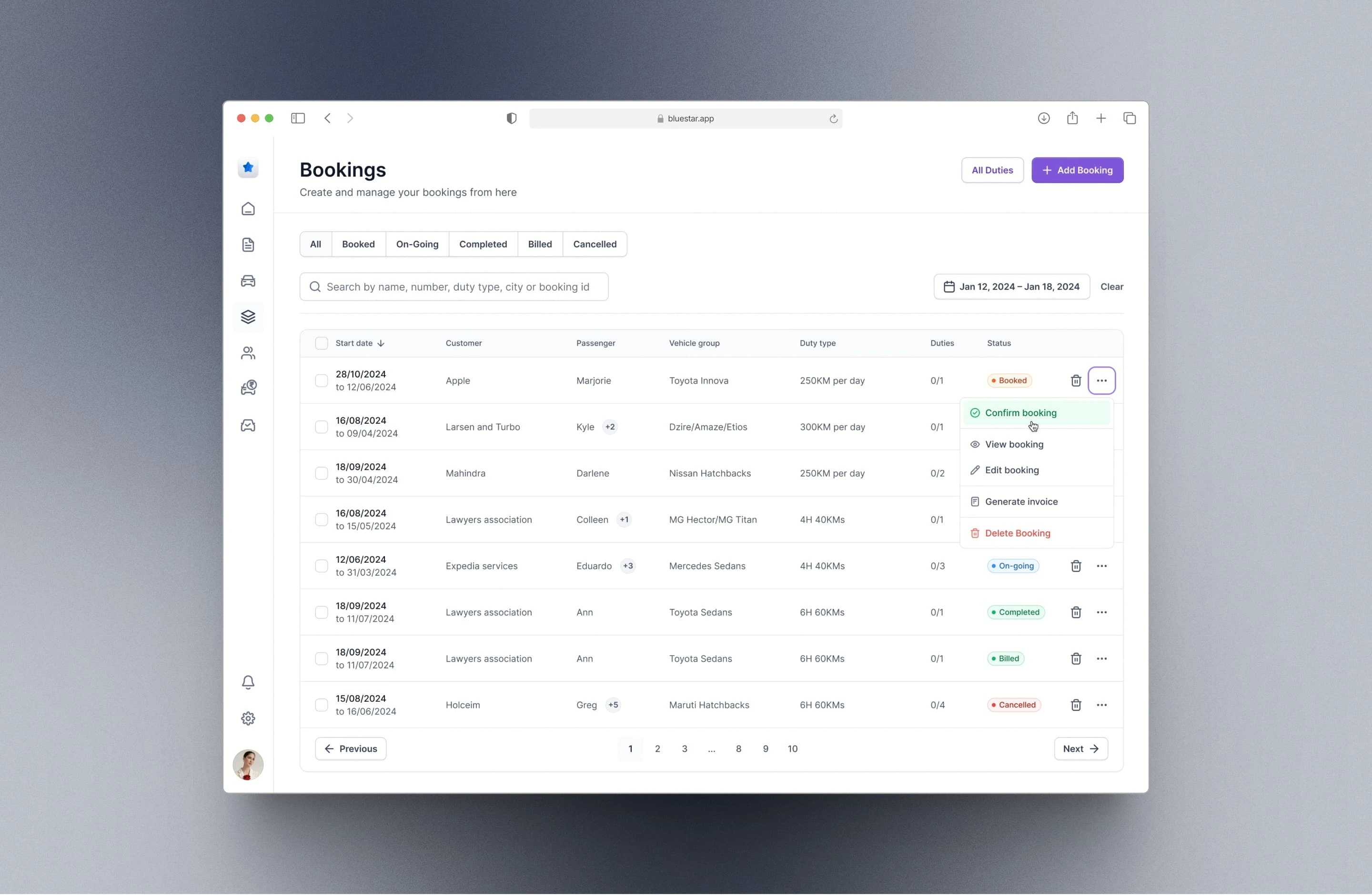An intuitive way to track bookings and control their statuses