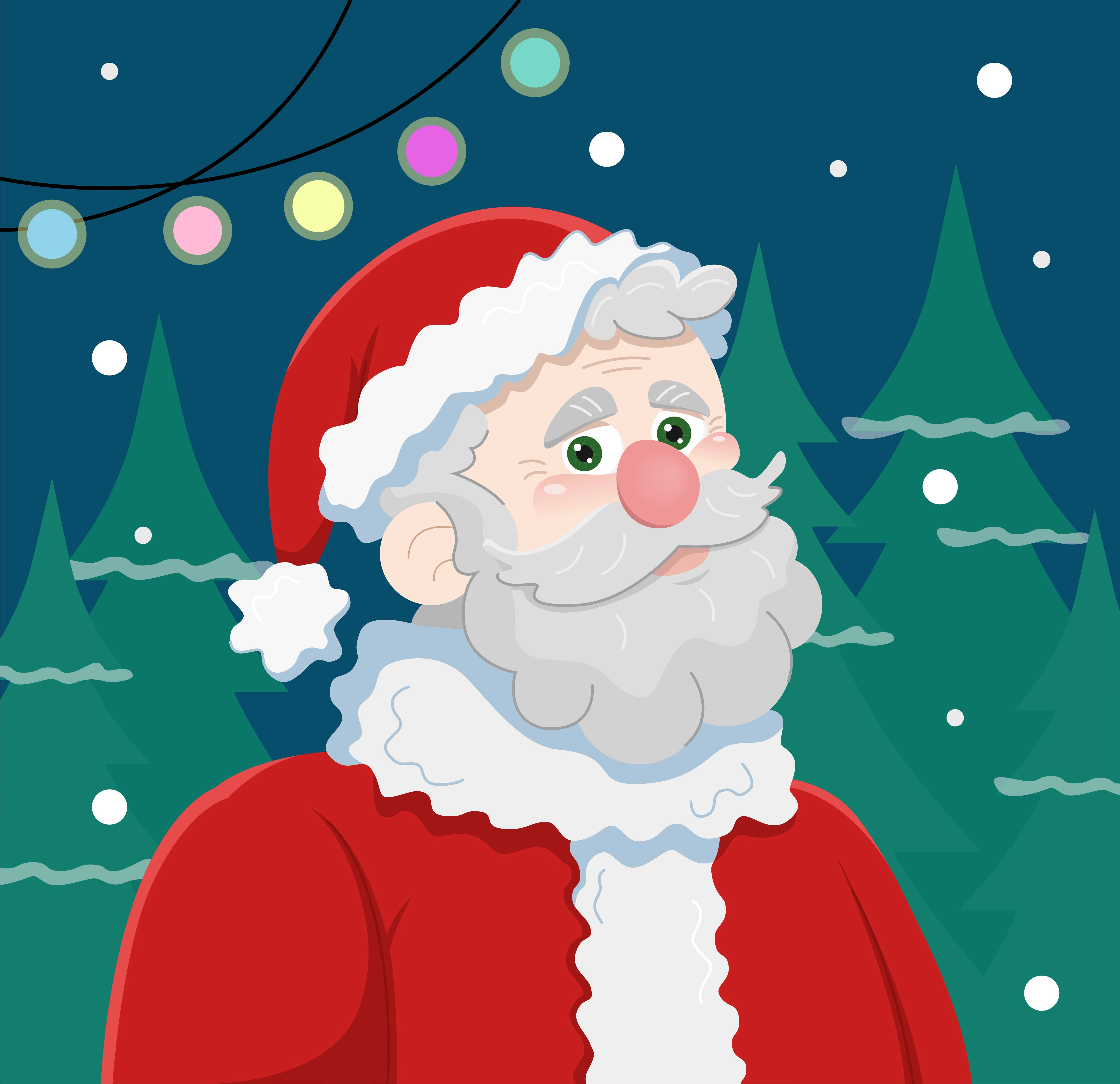 Santa bringing holiday cheer for Christmas and New Year.

