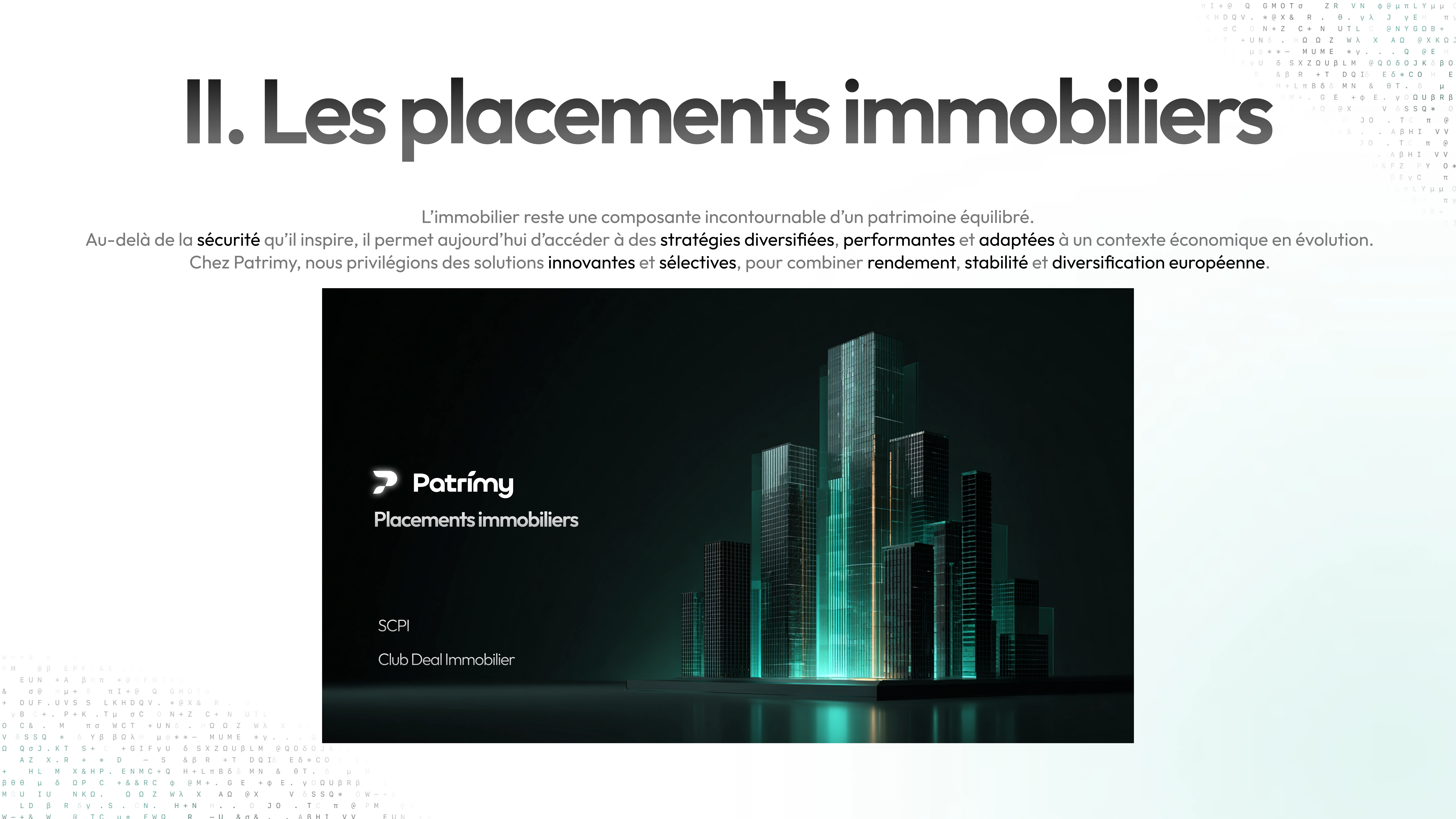 A slide presenting the way Patrimy invests in real estate