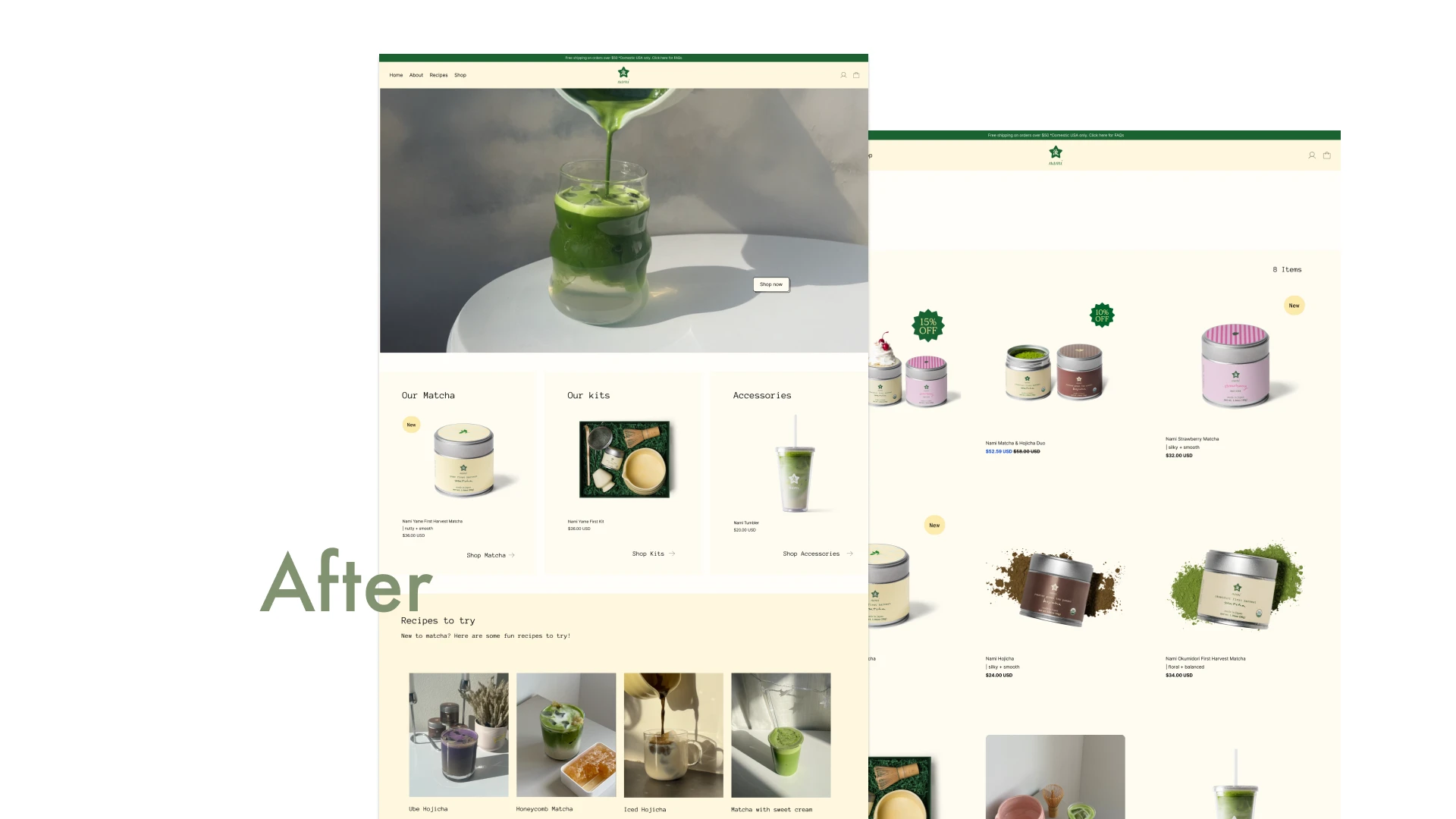 Homepage and product pages - After