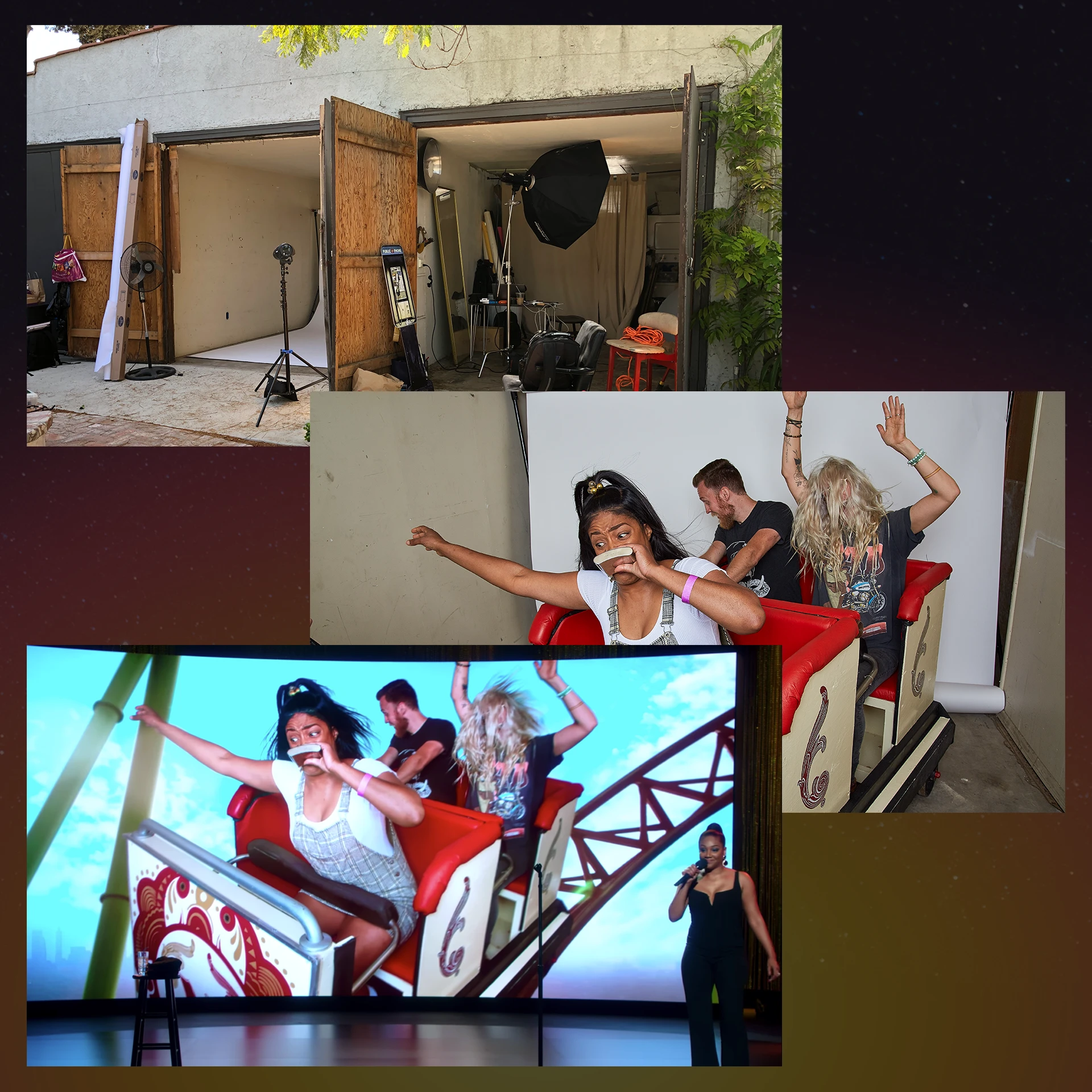 I directed the photoshoot with Tiffany and edited the photos for backgrounds in her stand-up special.