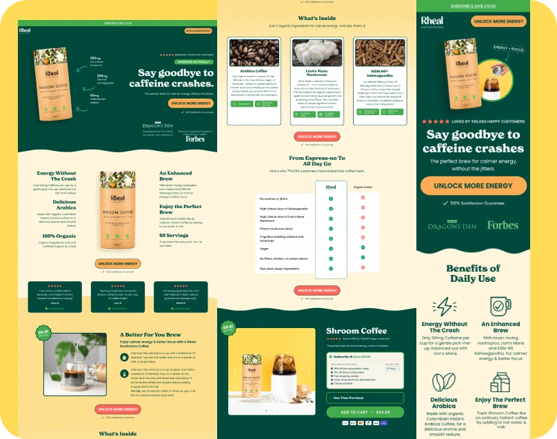Rheal landing page built on Replo