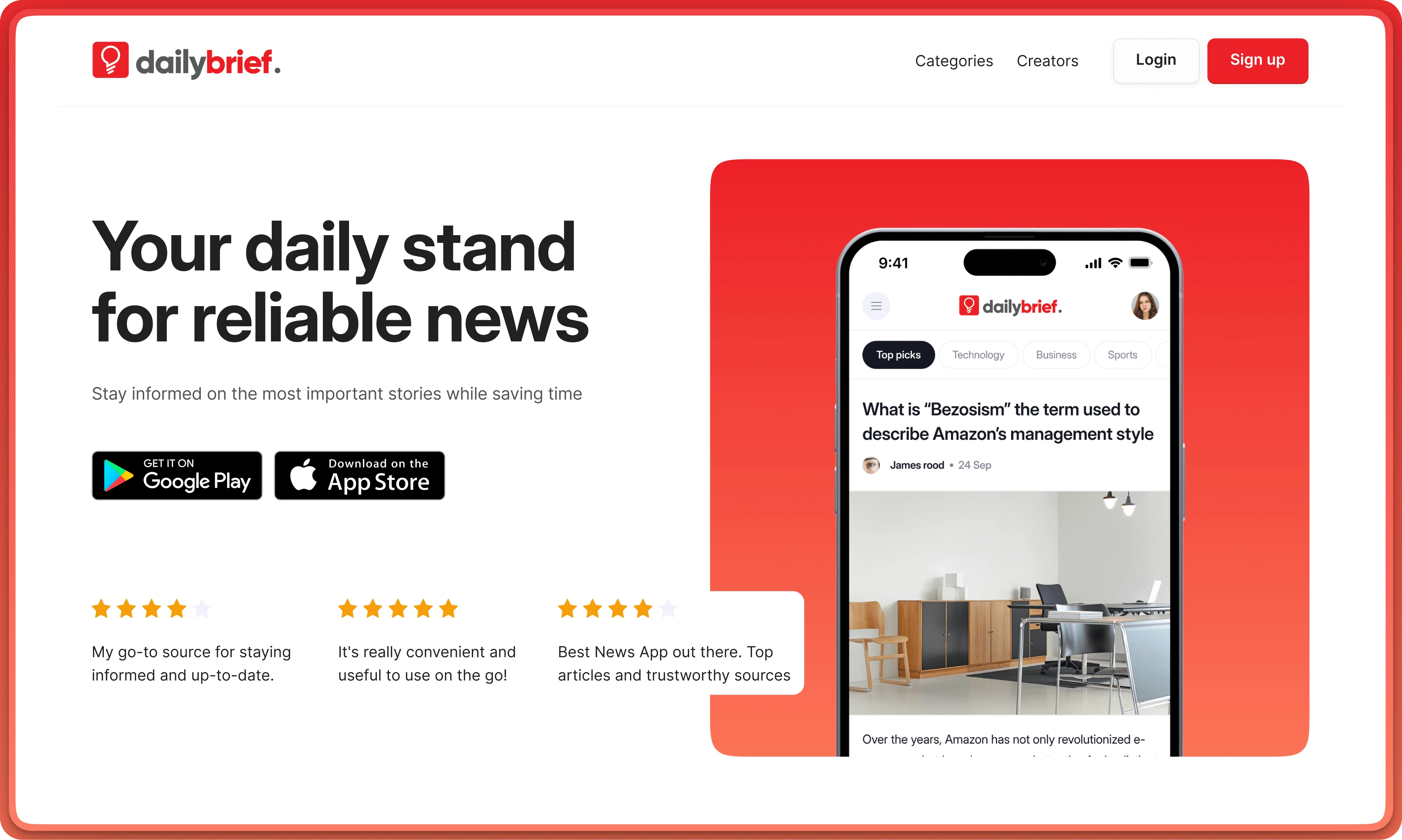 DailyBrief Hero section Redesign