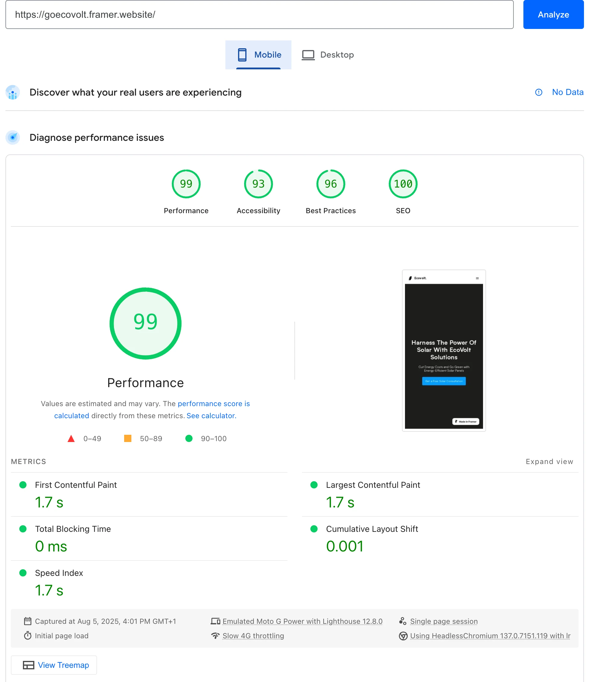 Mobile pagespeed insights