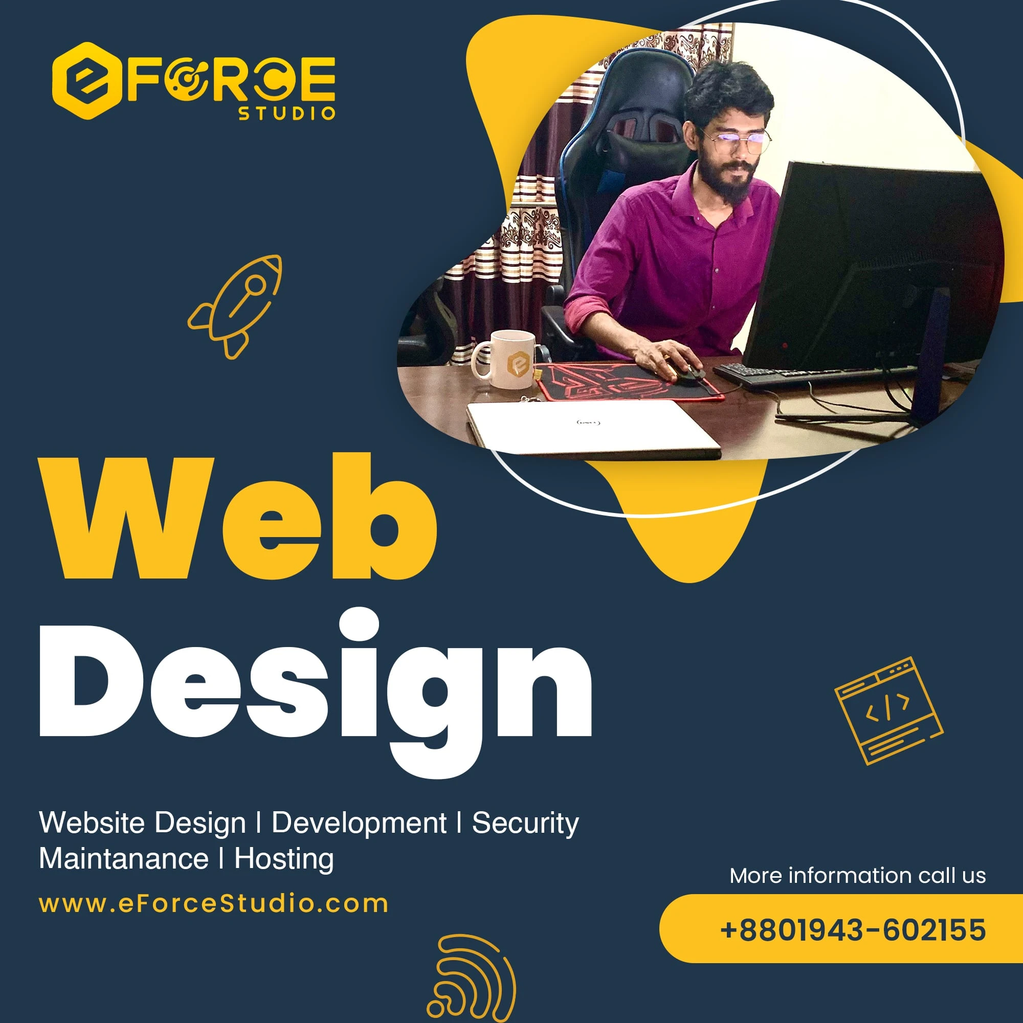 Social media post designs for eForce Studio — creative, modern, and on-brand.