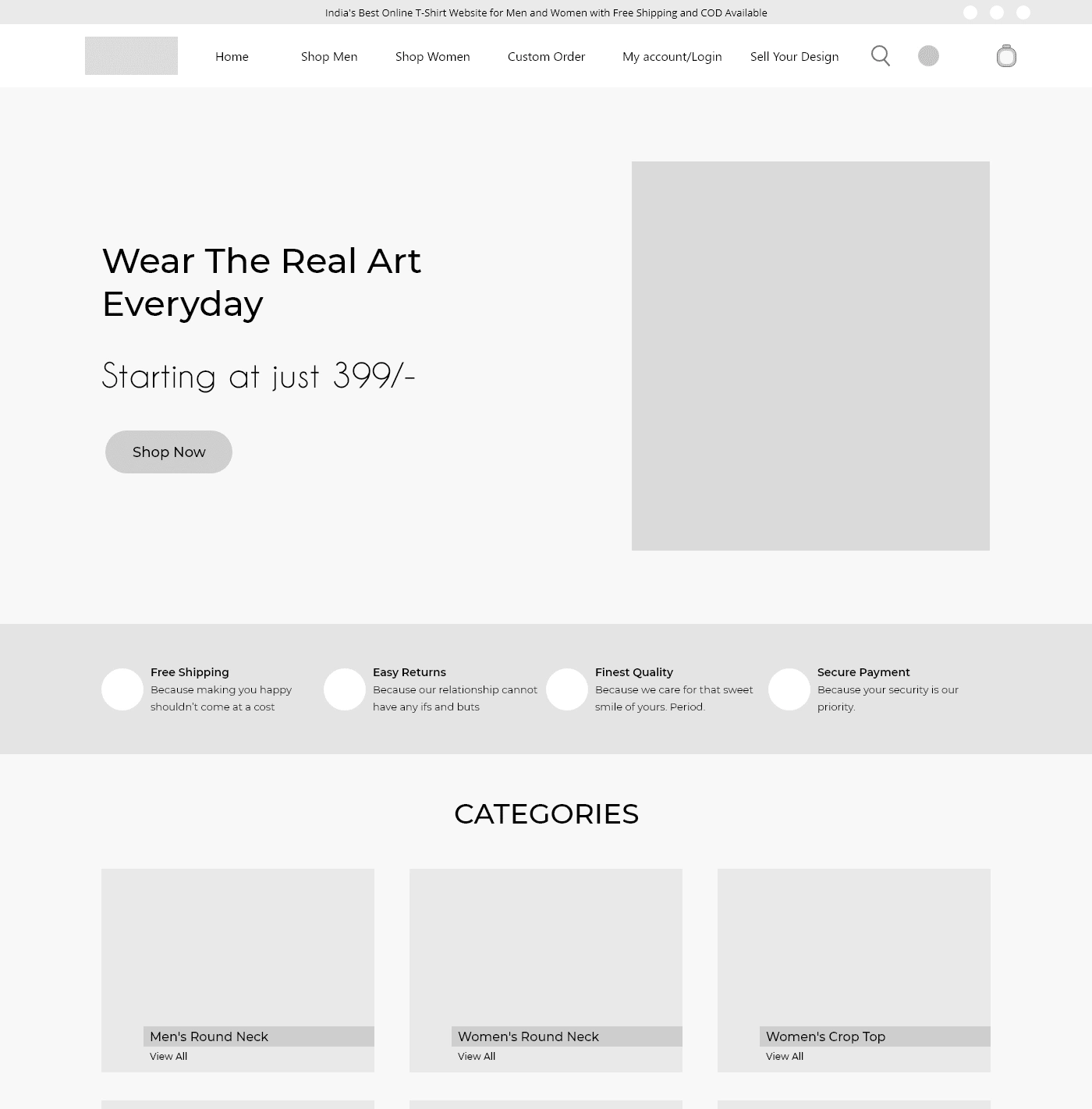 Wireframe of Home Page