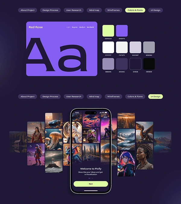 Color palette and typography