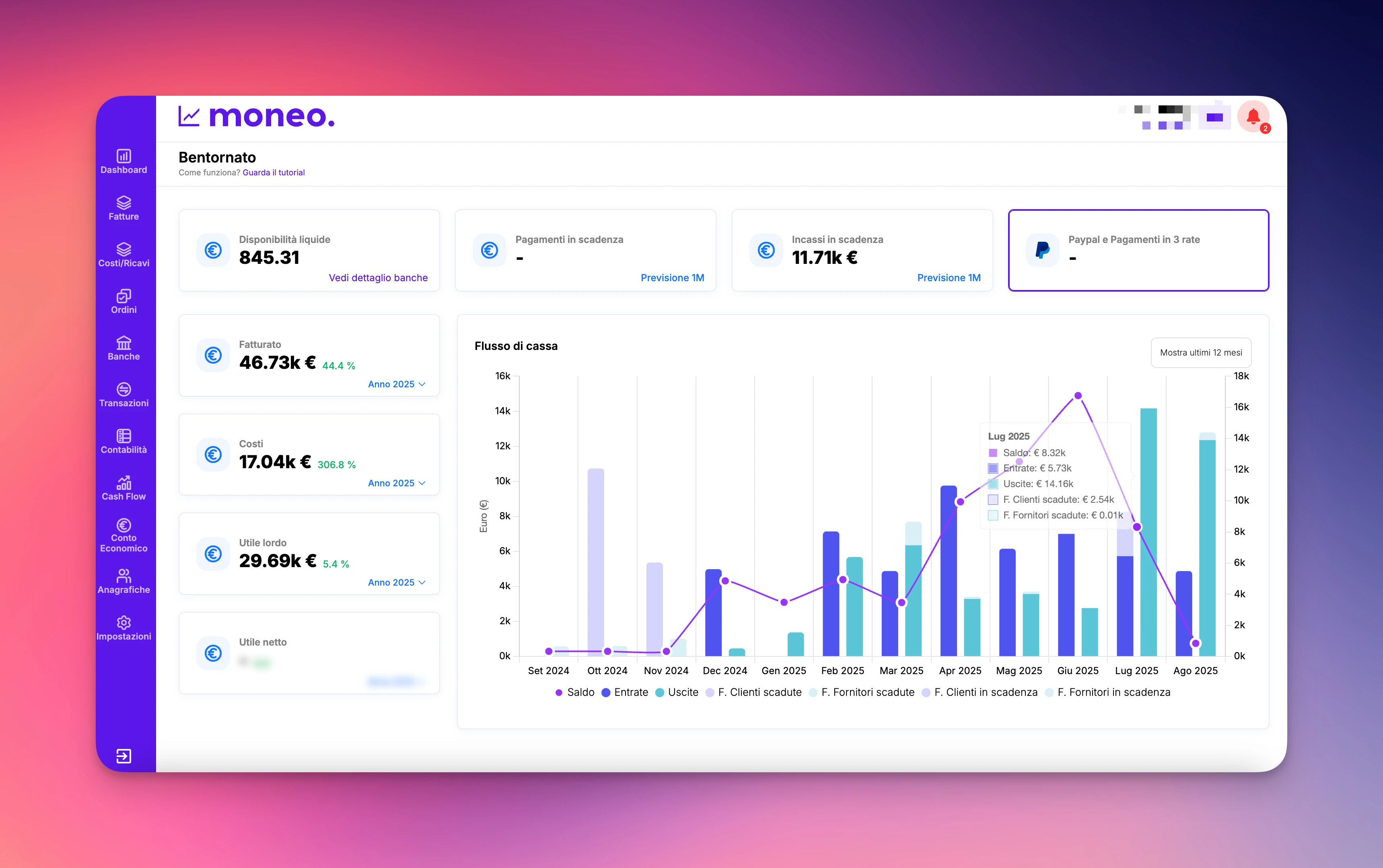 Main dashboard