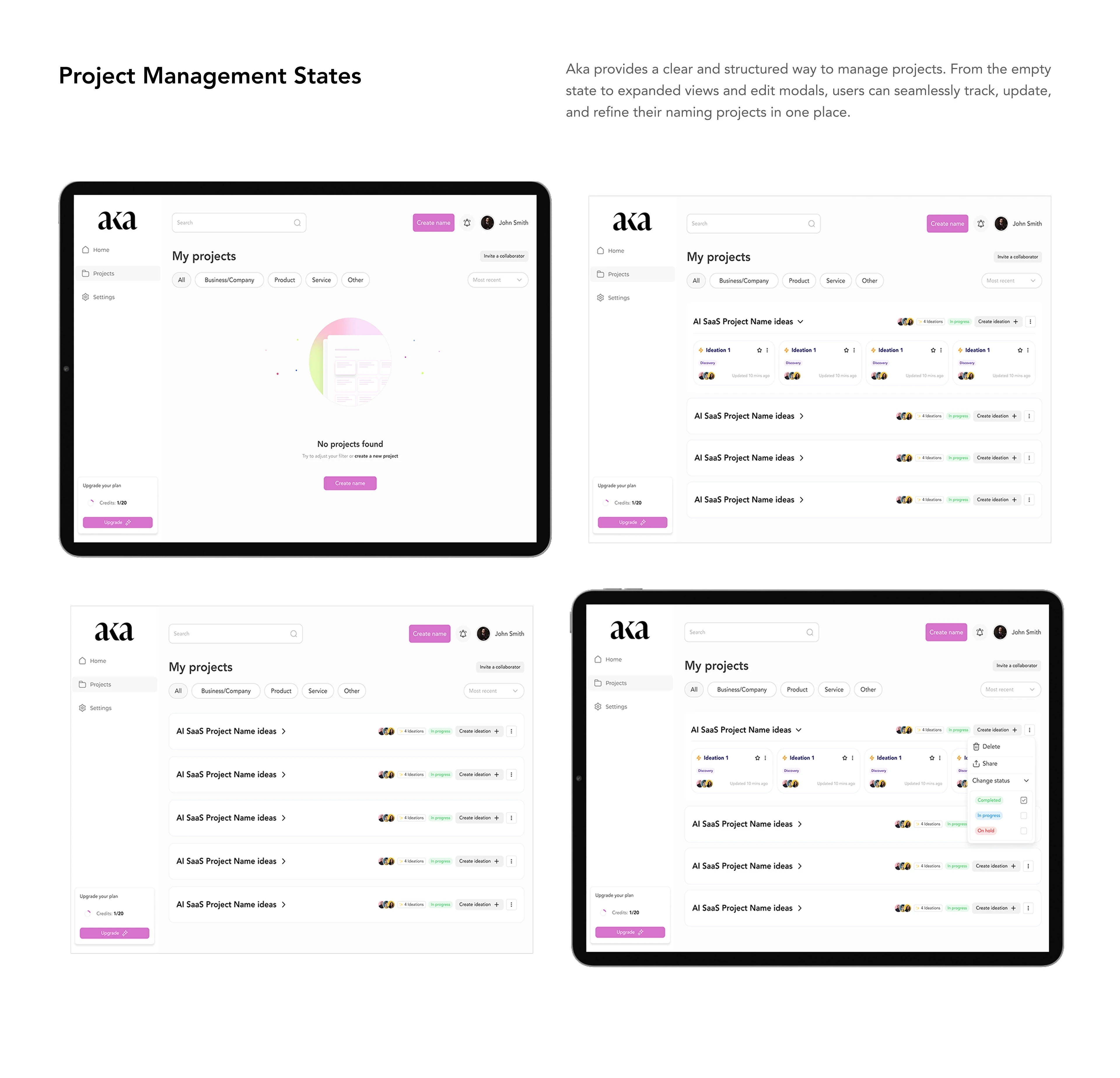 Project screens
