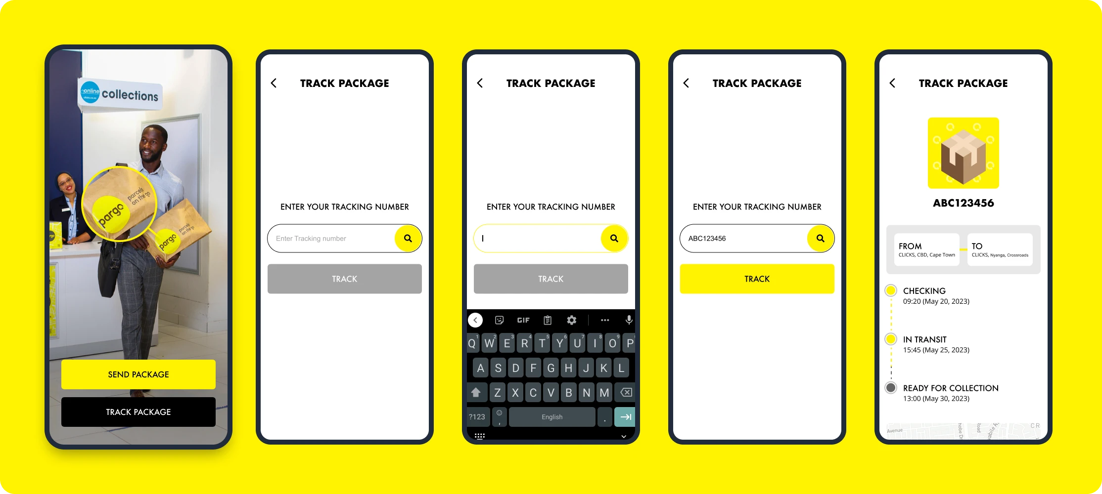 A UI Design of the Track Package flow