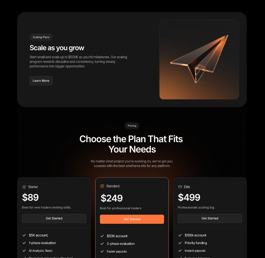 features - pricing section