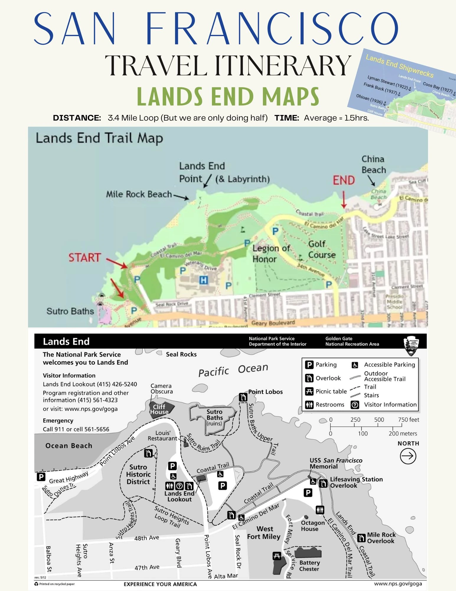 Highlighted points of interest and official trail maps to ensure thorough trip planning and easy navigation of the Lands End National Park.