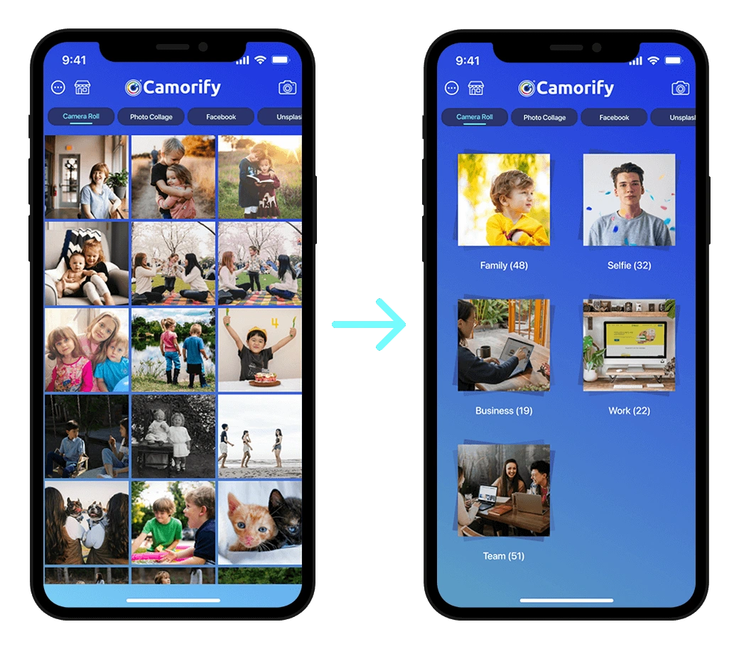 Grid view to album stake view for better photo finding.