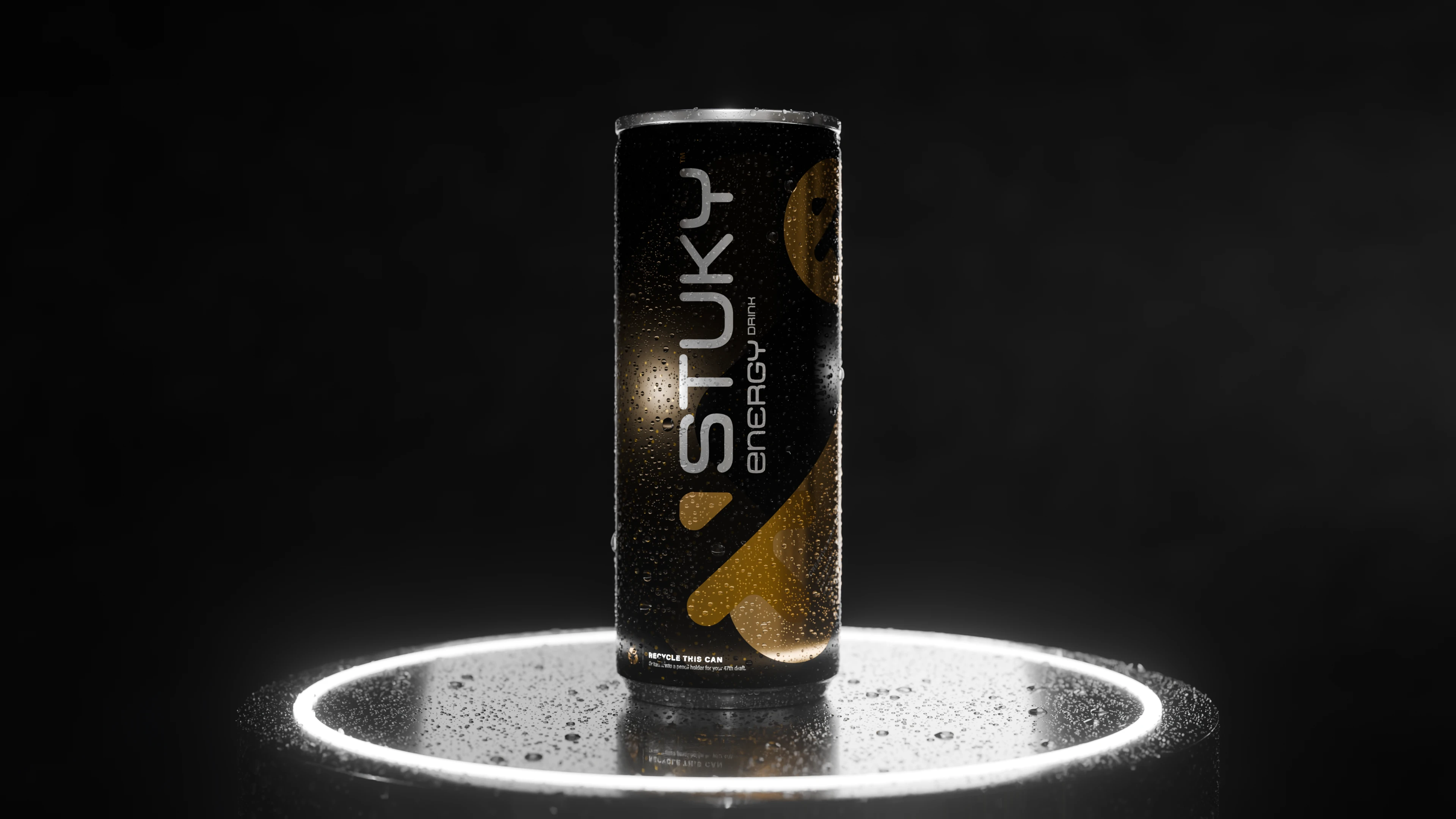 Stukt 3D Render Preview | Energy Drink | Black Gold 
