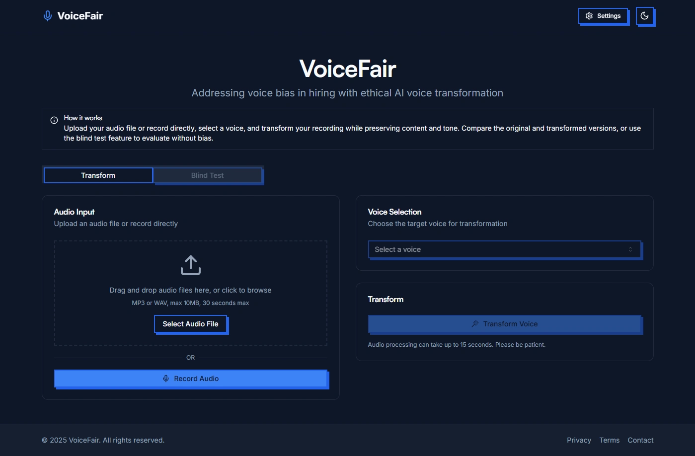 VoiceFair Interface