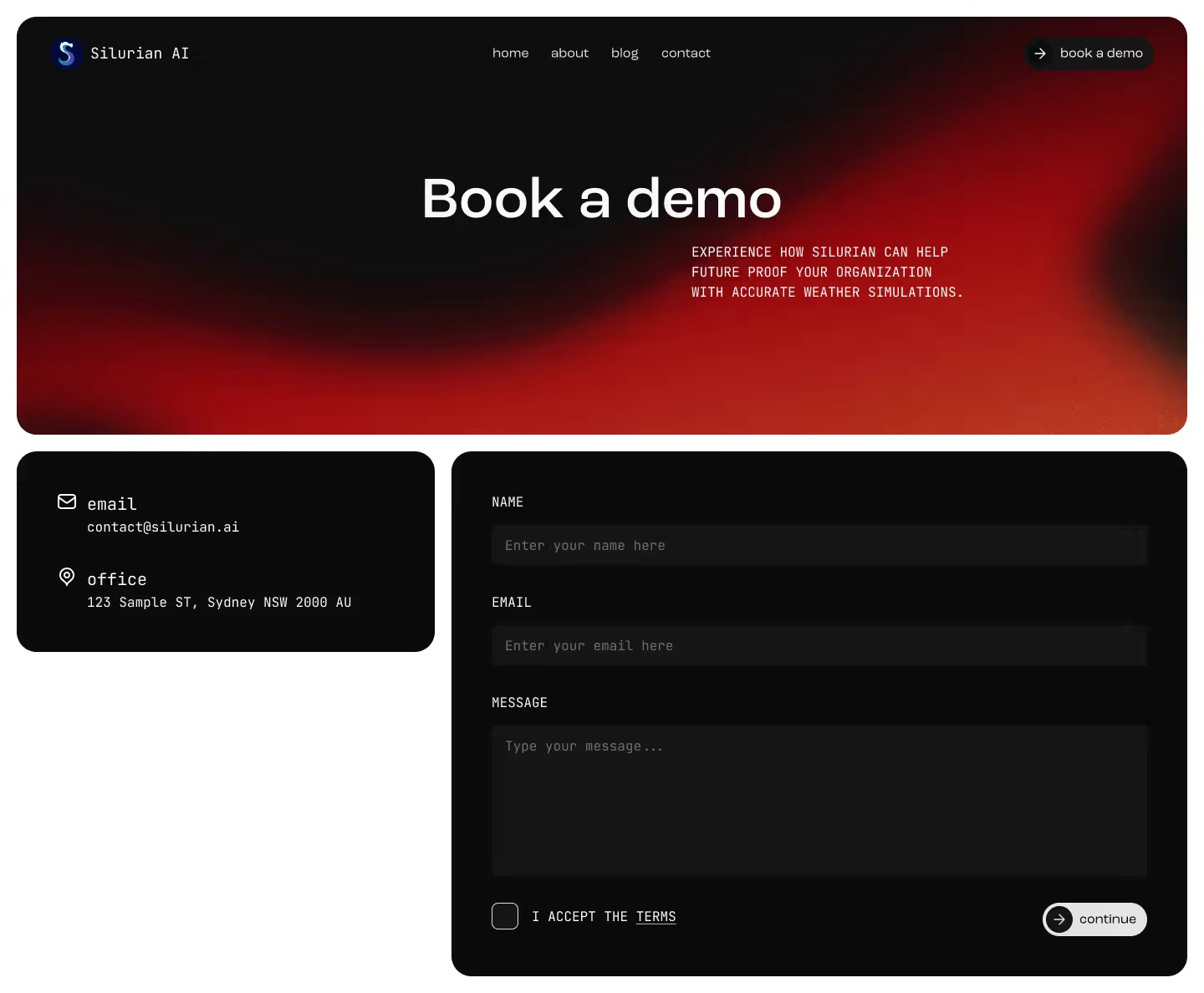 Book a demo page