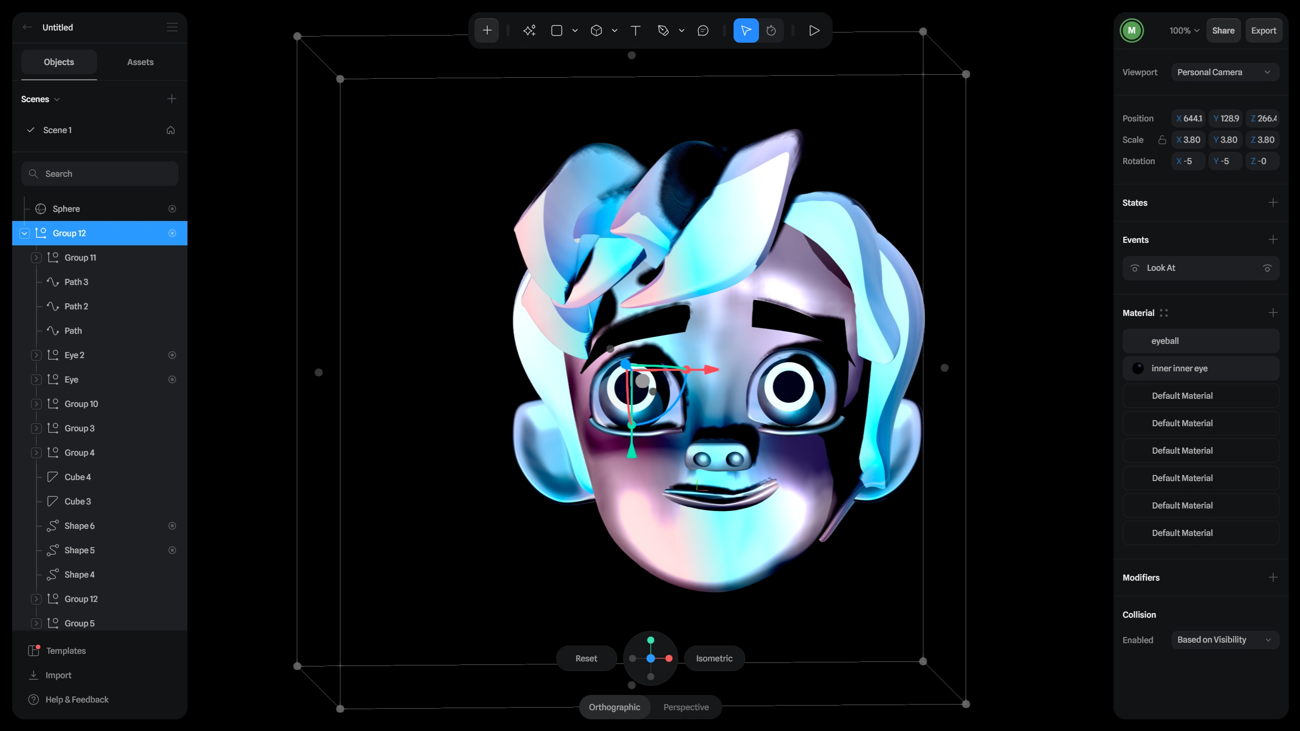 Front view of Character